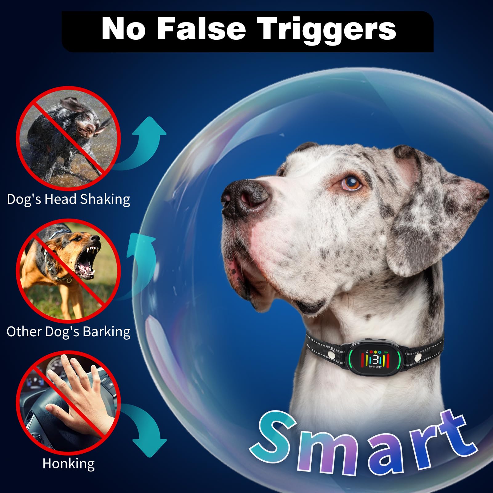 Petjoy Smart Bark Collar, Anti Bark Collar With Optional Shock, Dog Bark Collar For Small Medium Large Dogs - Vibration Or Shock