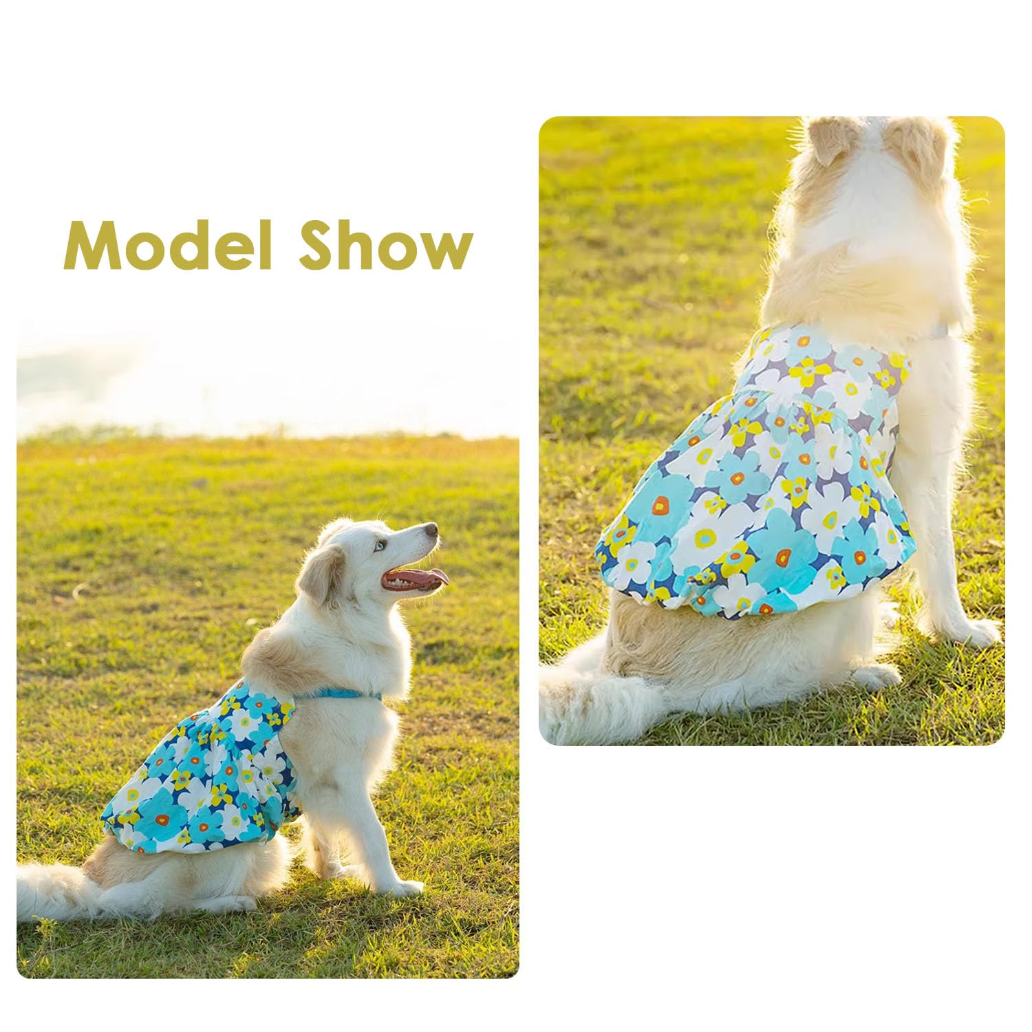 Fladorepet Large Dog Princess Dress,Floral Dog Wedding Birthday Holiday Dress For Medium Large Dogs Girl,Spring Summer Dog Cloth