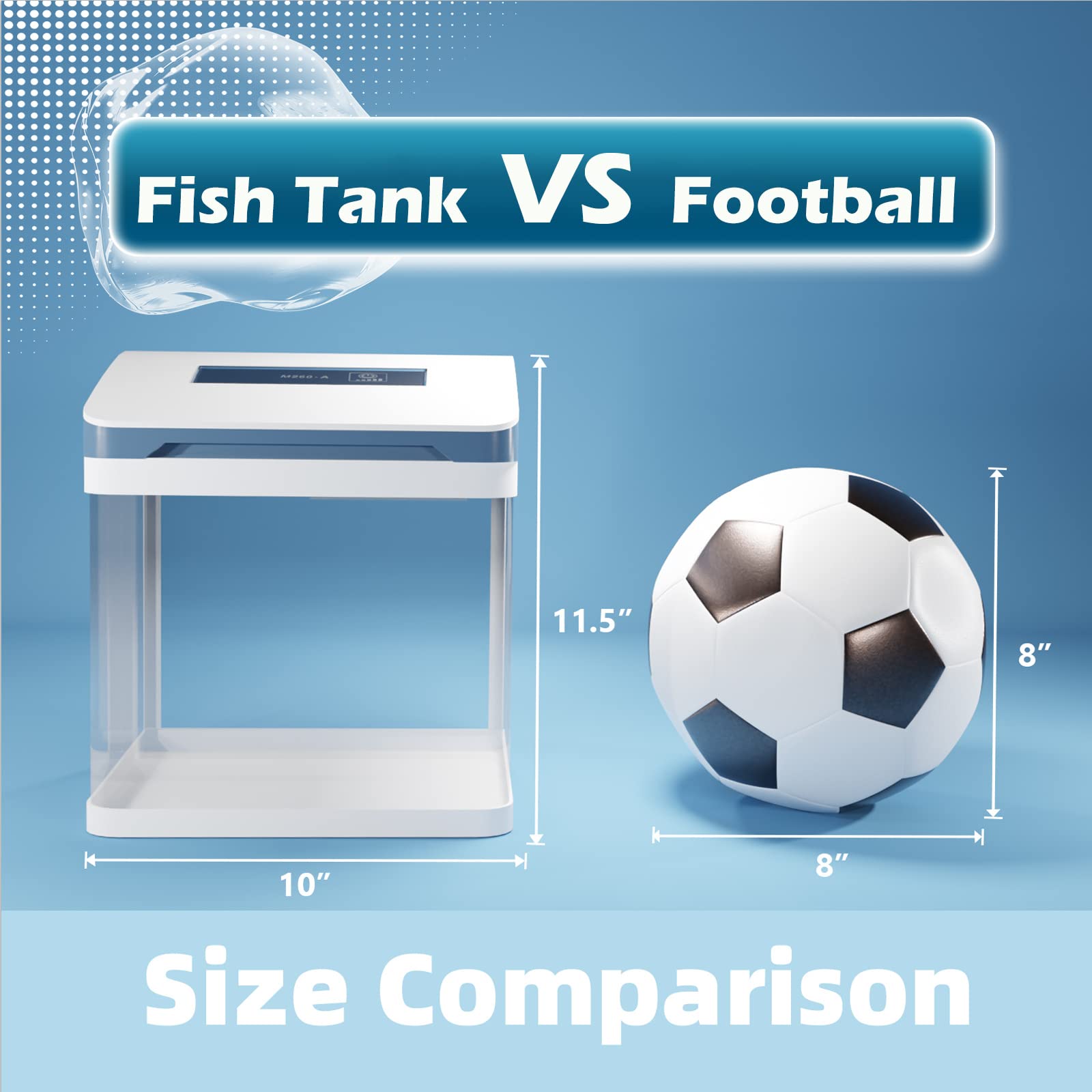 Small Fish Tank 2 Gallon Glass Aquarium Starter Kits Self Cleaning W/Colorful Led Light For Betta Shrimp Guppy Jellyfish Goldfis