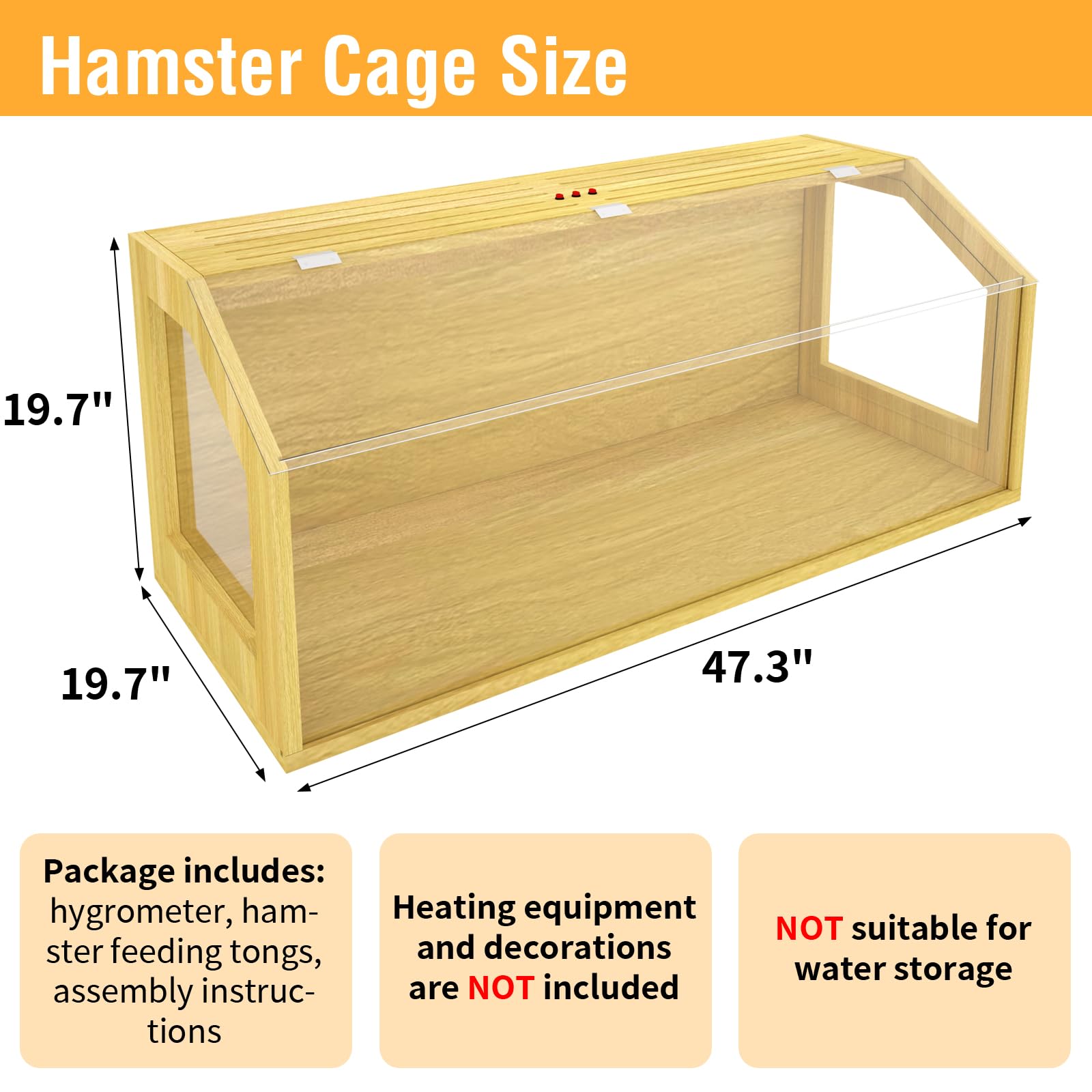 Large Hamster Cage, Chewproof Large Hamster Habitats, Wooden Guinea Pig Cages, Openable Top Roof, Lockable Gerbil Cage, Small An