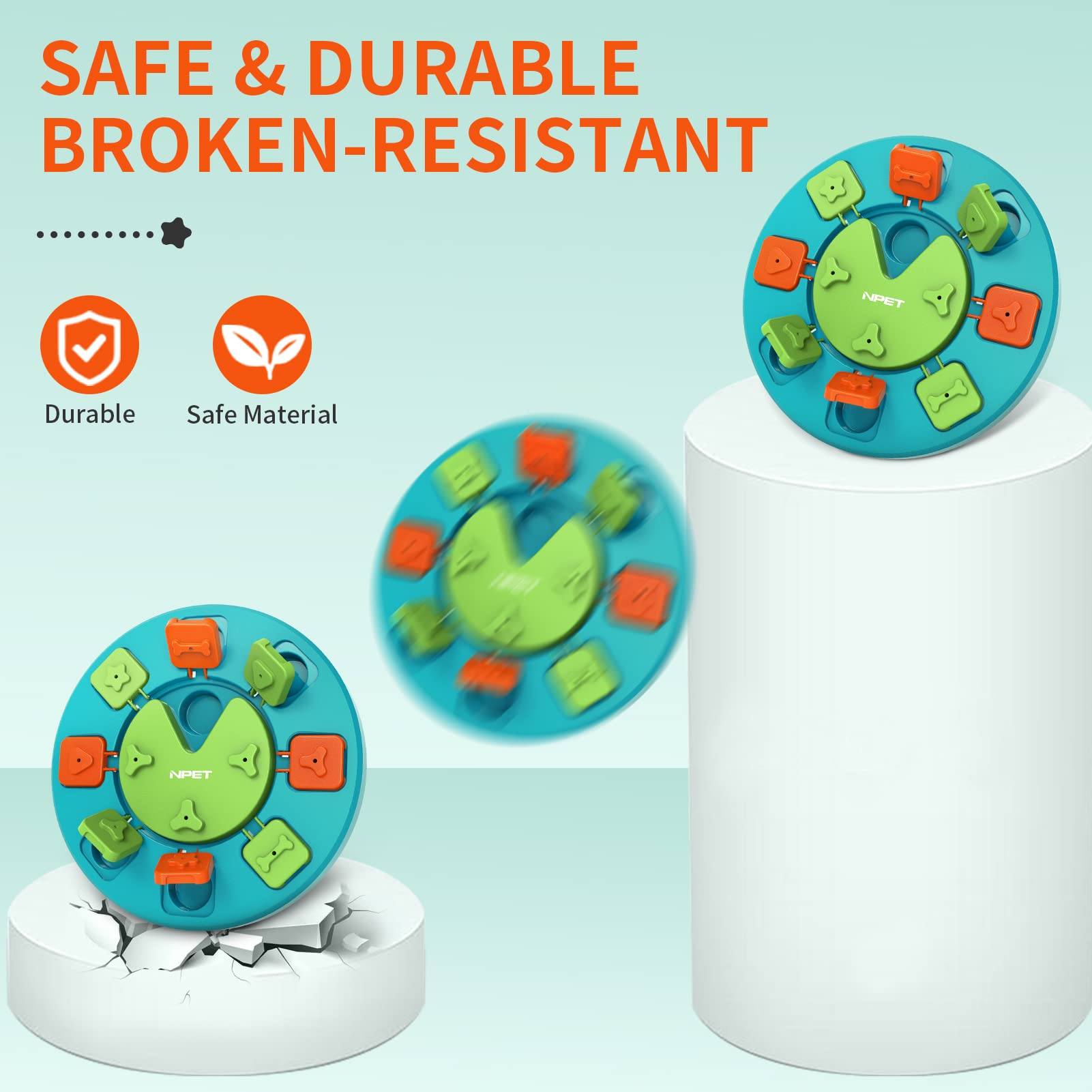 NPET Dog Puzzle Interactive Toys, Dog Treat Dispenser for Pet IQ Training & Mental Enrichment, Slow Feeder for Cats & Small, Med