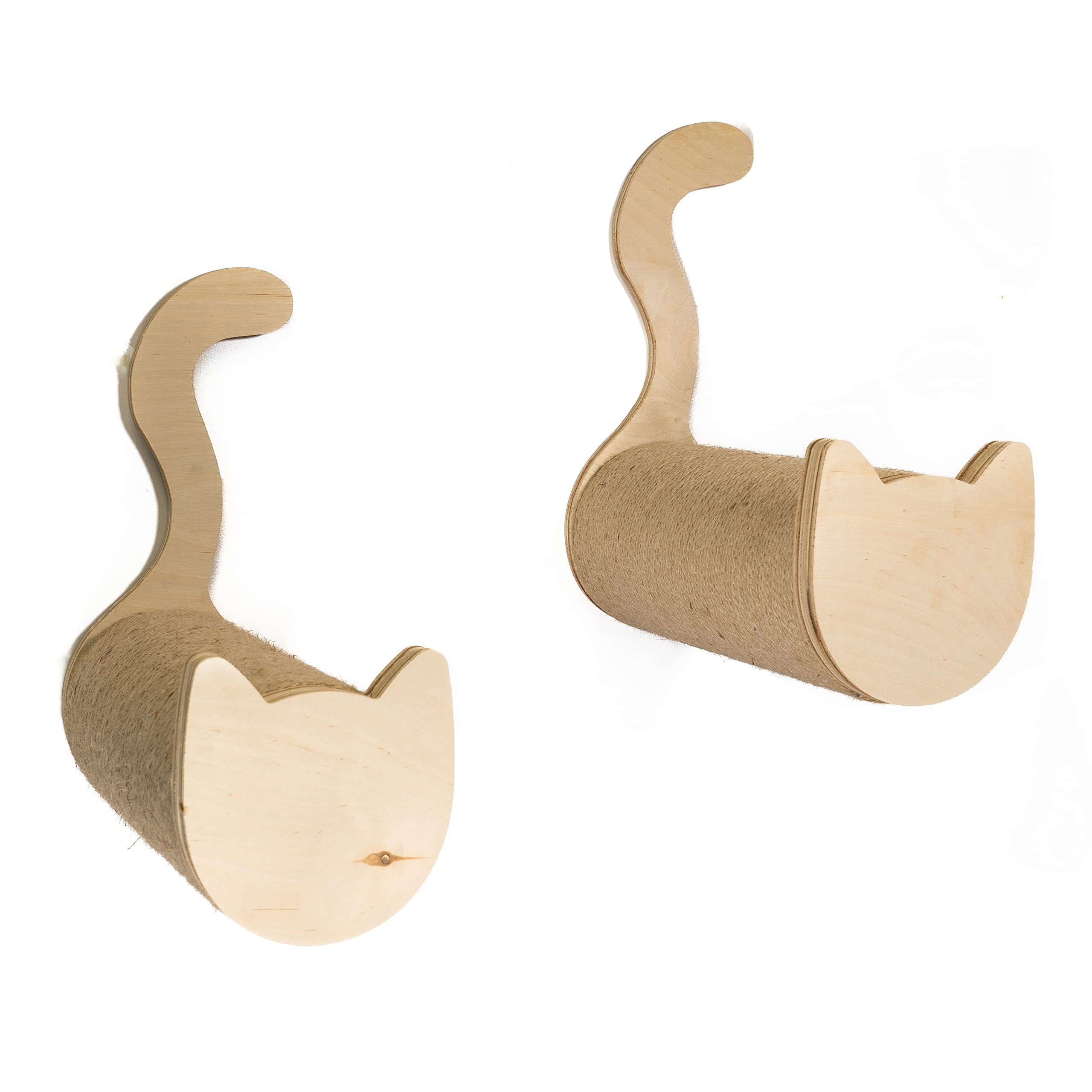 On2Pets Cat Furniture Wall-Mounted Scratcher Cat Steps, Sisal Rope Scratching Posts Floating Cat Wall Perches, Set of 2 with Cat