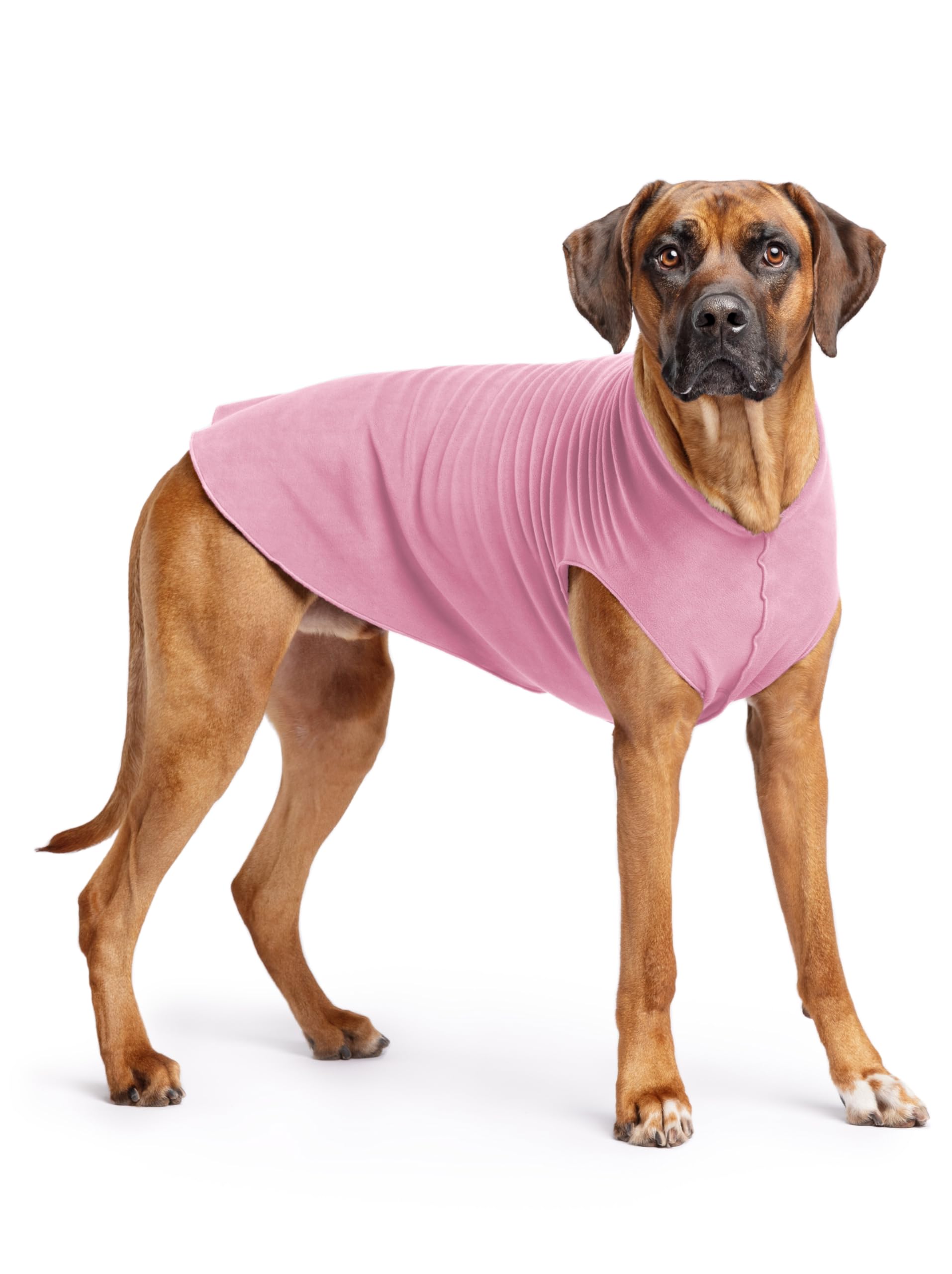 Gold Paw Stretch Fleece Dog Coat, Stretchy Pet Sweater, Machine Washable Pullover For Winter And Fall, Rose, 26