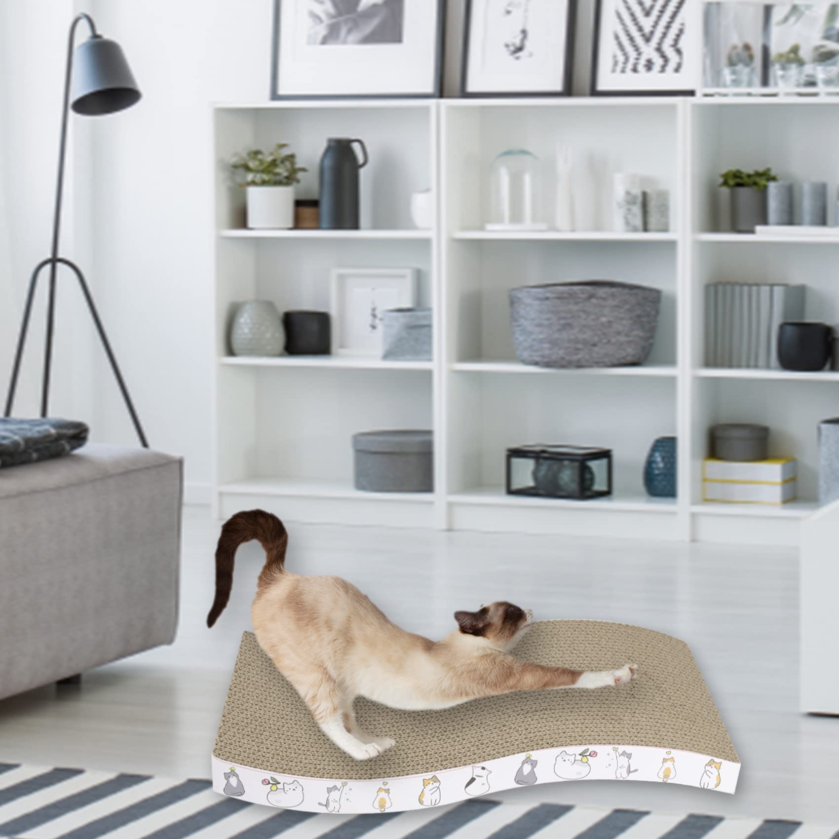 Patiencet Cat Scratcher Cardboard 4 Pack Cat Scratch Pad Reversible Scratcher Texture Curve Design Durable Cat Scratchers For Indoor Cats Lounger Sofa