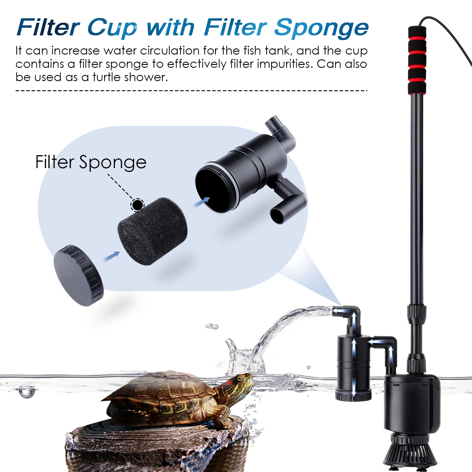 AQQA Electric Aquarium Gravel Cleaner, 6 in 1 Automatic Fish Tank Cleaning Tools Gravel Vacuum for Aquarium, Suitable for Change