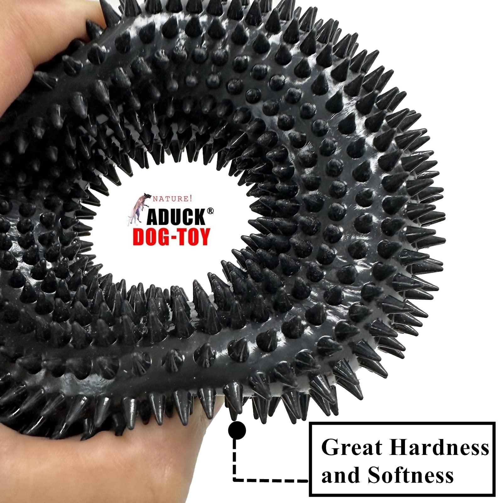 Aduck Dog Squeaky Chew Toys For Aggressive Chewers Dental Teething Cleaning (Non-Toxic Soft Natural Rubber), Cute Crystal Ring Design -4.92 Inches (Black)