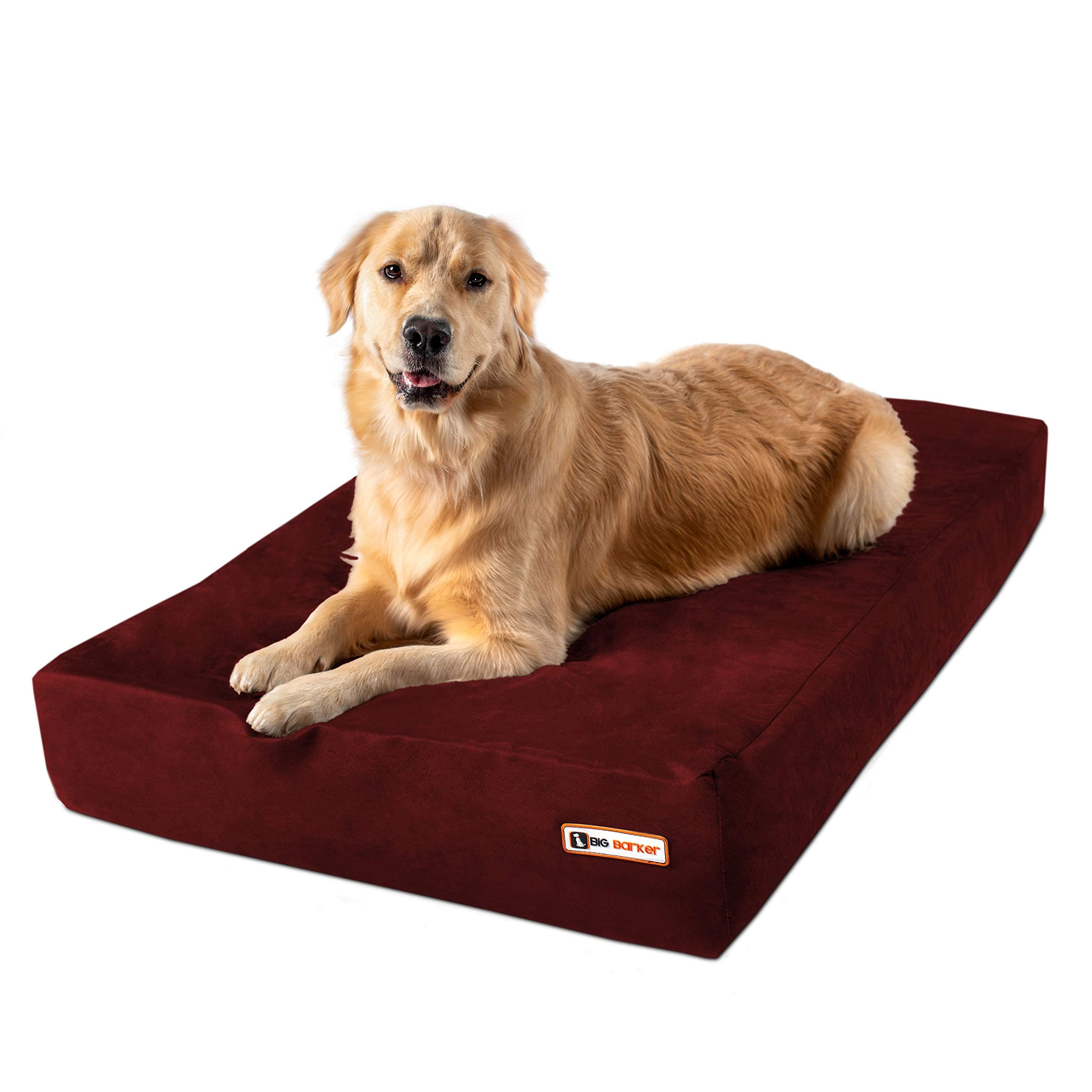 Barker Beds Sleek Dog Bed For Large Sized Dogs (Large, Burgundy) - 7'' Thick Soft & Comfortable Orthopedic Cushion - Durable & W