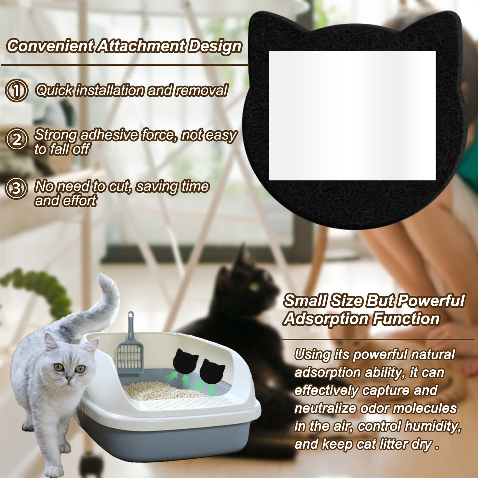 Zhaoyao 12 Pack Cat Litter Box Filter Litter Stick-on Activated Cat Litter Box Filter Compatible with Most Cat Litter Box Univer