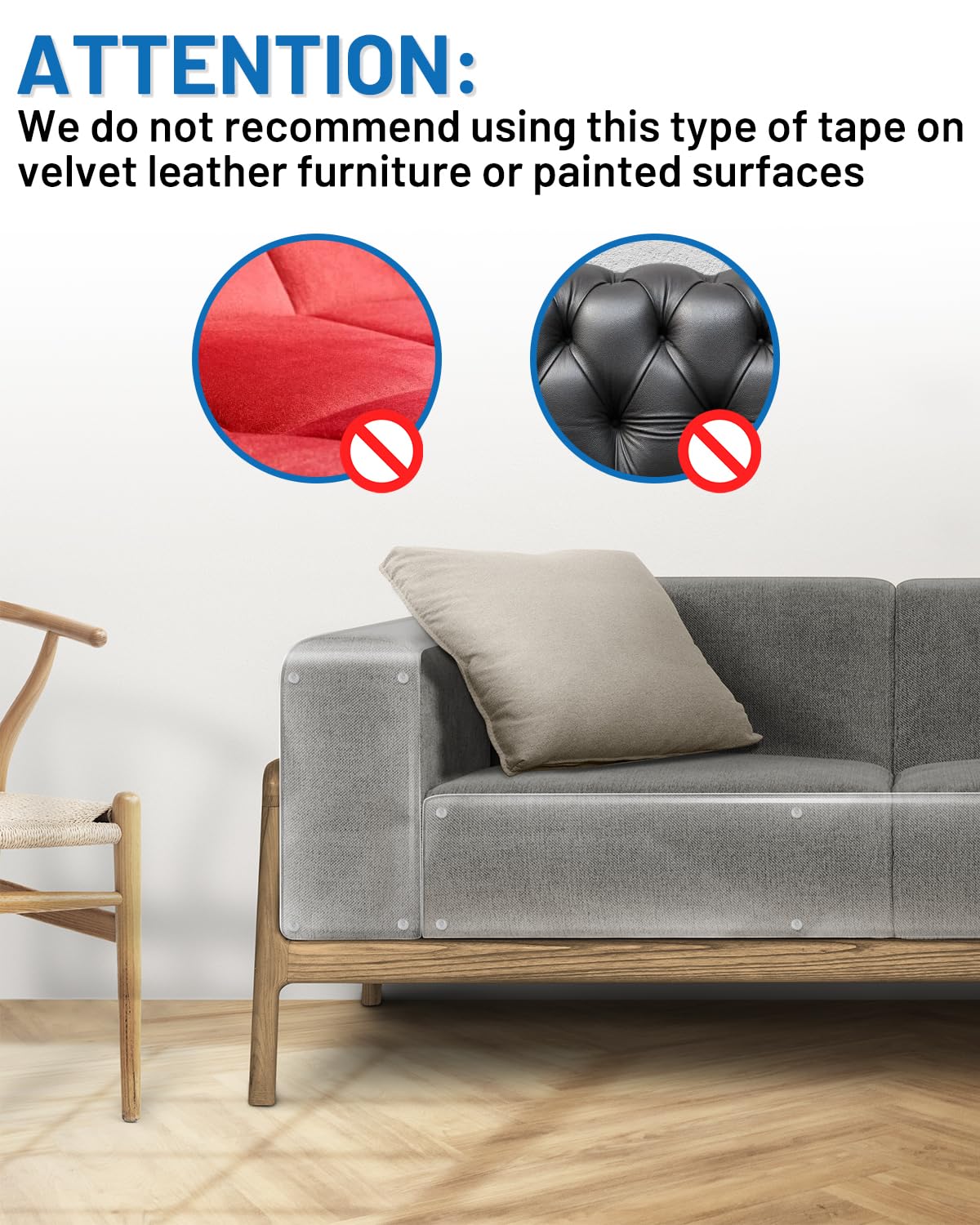 Vokvaktak Anti Cat Scratch Furniture Protector,Clear Self-Adhesive Furniture Protectors for Apply Scratching Deterrent and Shiel