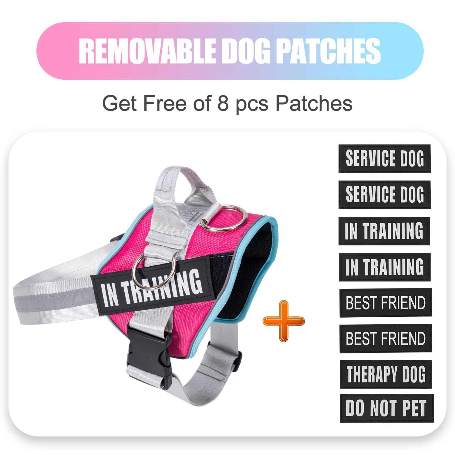 WENDISI 3 Ring No Pull Dog Harness, Reflective Adjustable Dog Vest Harness with 3 Leash Clips, in Training Service Pet Harness w