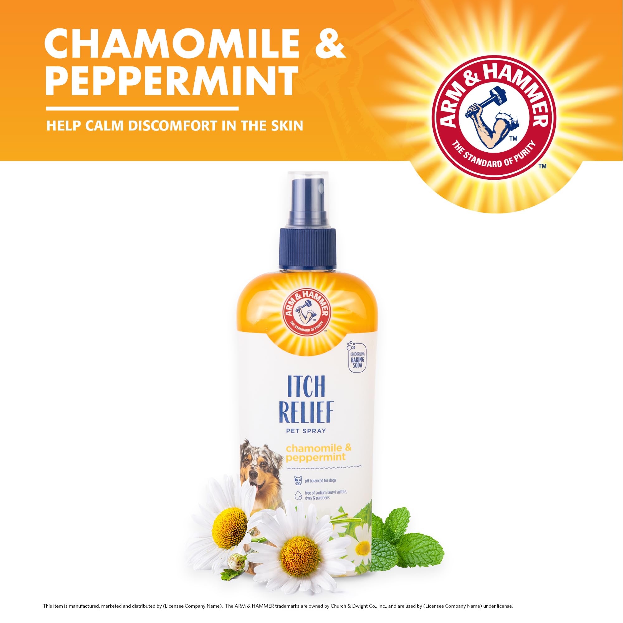 Arm & Hammer for Pets Itch Relief Spray for Dogs with Arm & Hammer Baking Soda, Chamomile and Peppermint Scent, 8oz | Profession