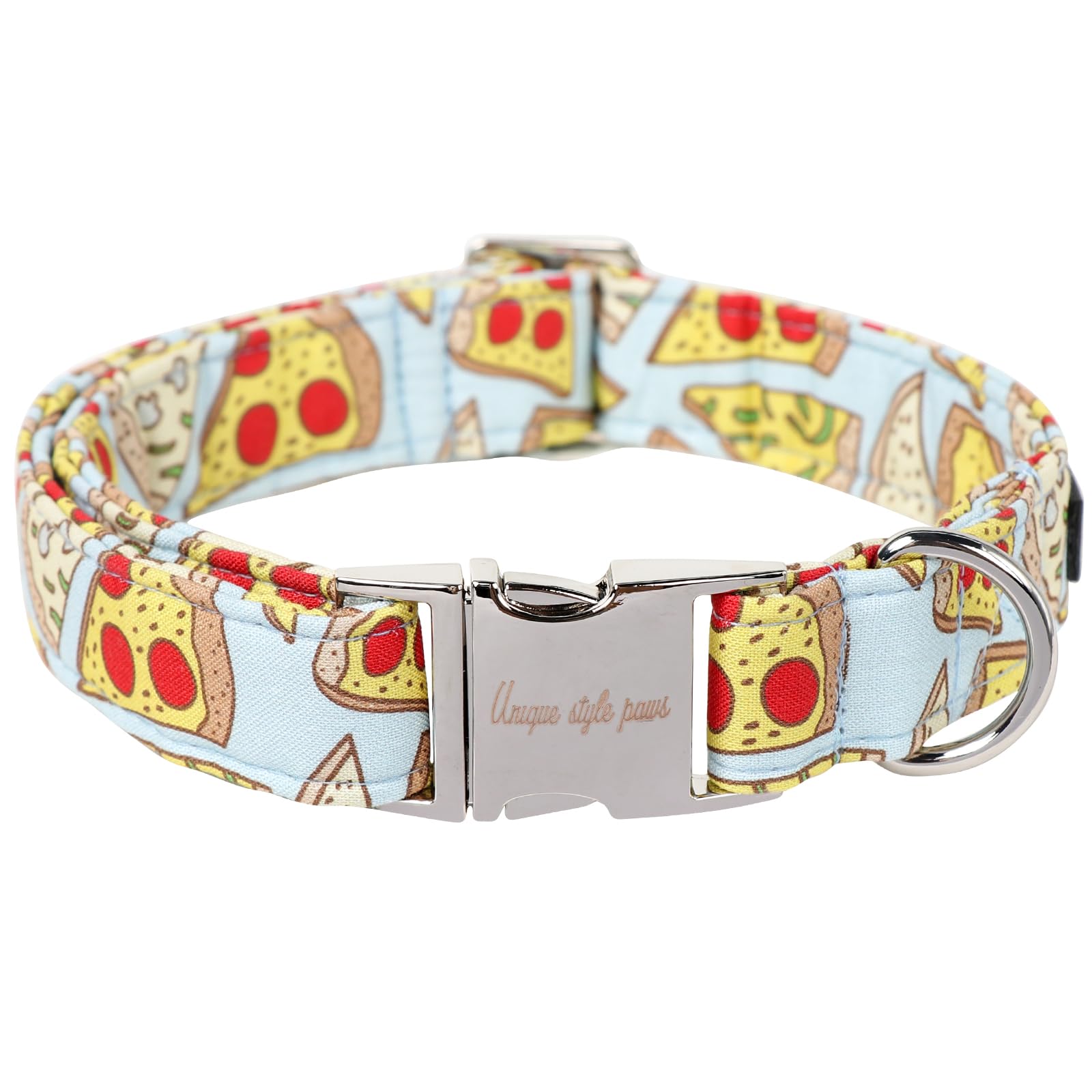 Unique Style Paws Dog Collar Metal Buckle Pizza Collar Gift Durable Cute Collar For Small Medium Large Boys Girls Dogs