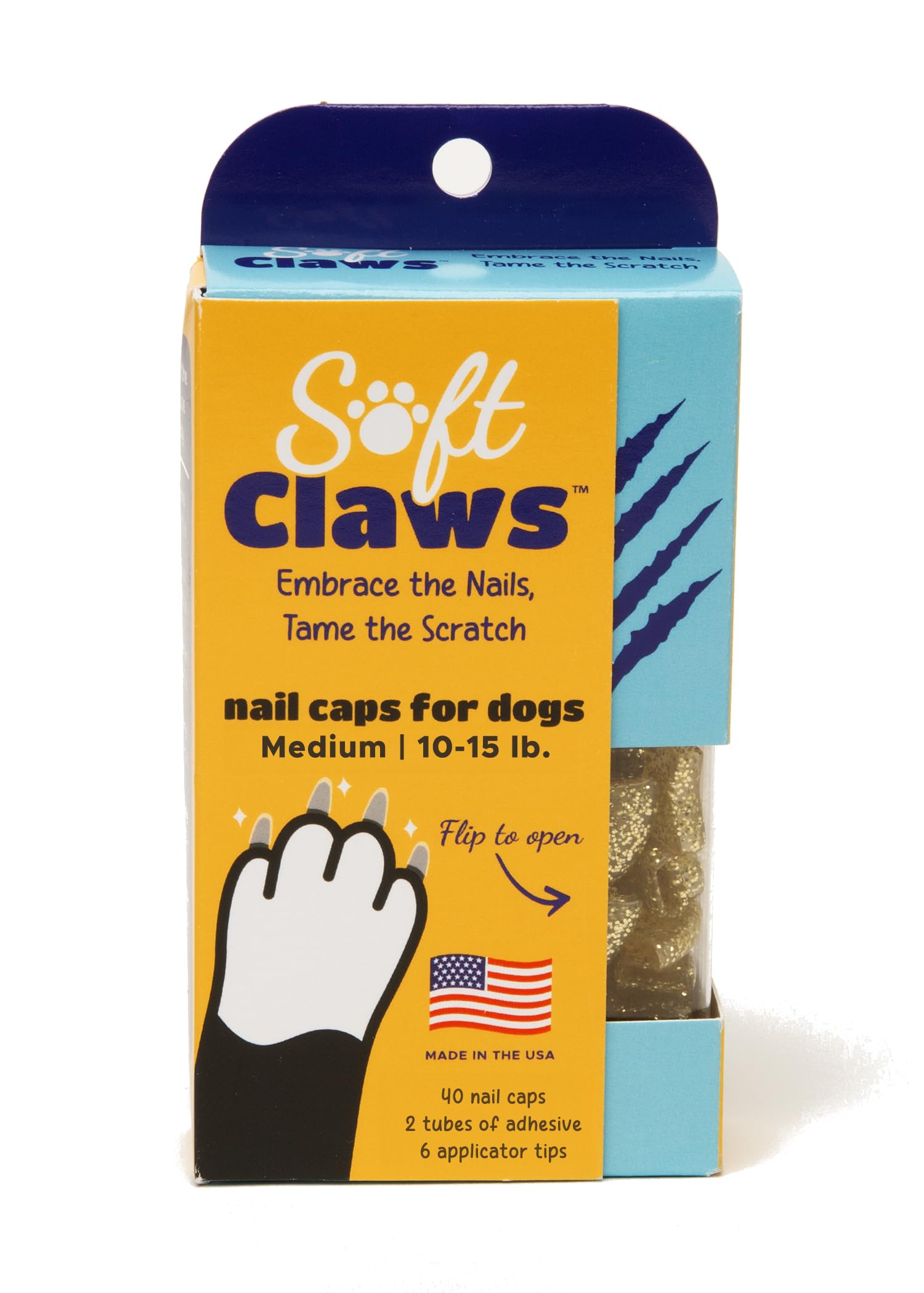 Soft Claws Canine Dog And Cat Nail Caps Take Home Kit, Medium, Sparkle Gold