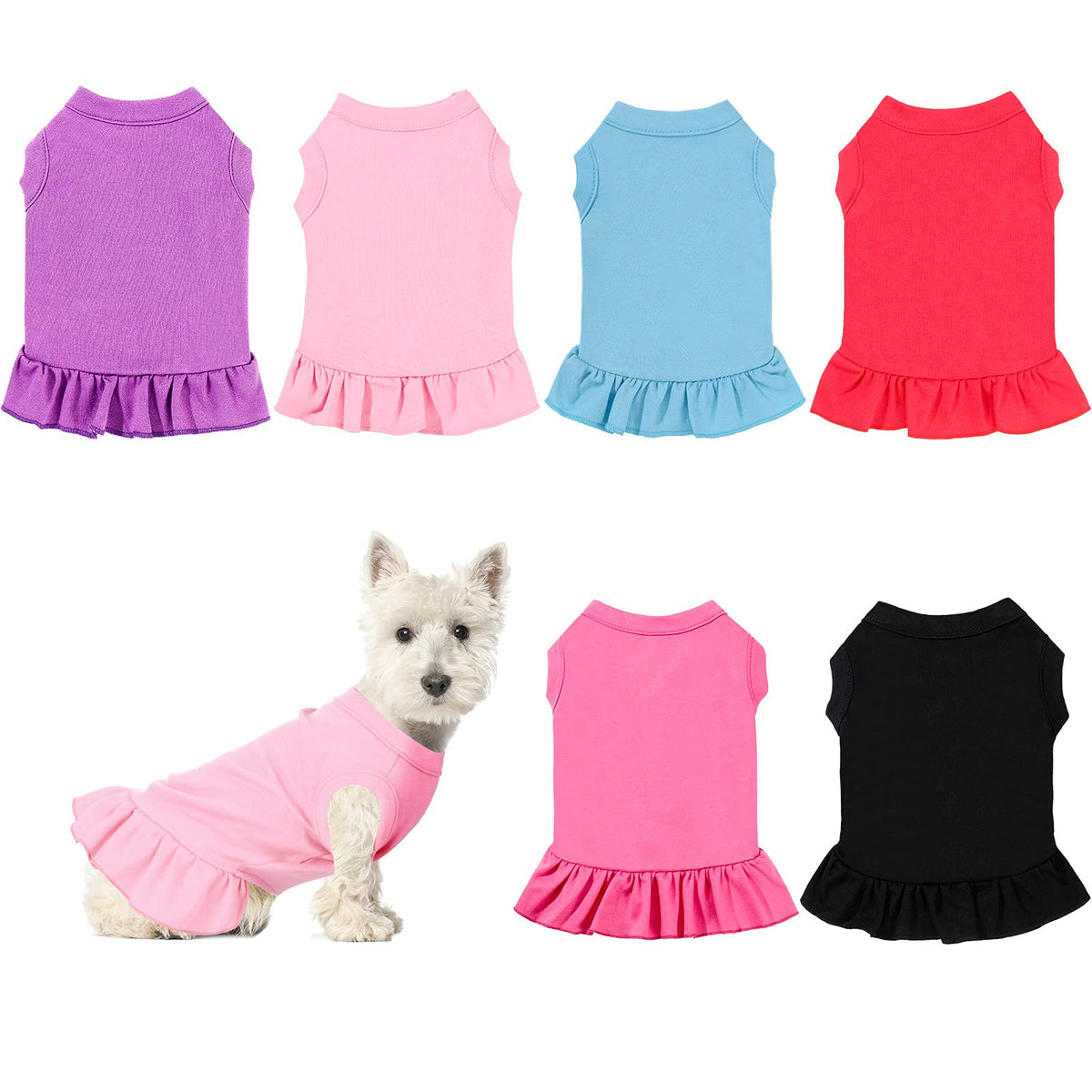 6 Pieces Dog Dresses Dog Shirt Skirt Dog Sleeveless Dress Breathable Pet Shirts With Ruffles Dog Sundress Dog Outfits For Dogs And Cats (Cute Style, Xs Size)