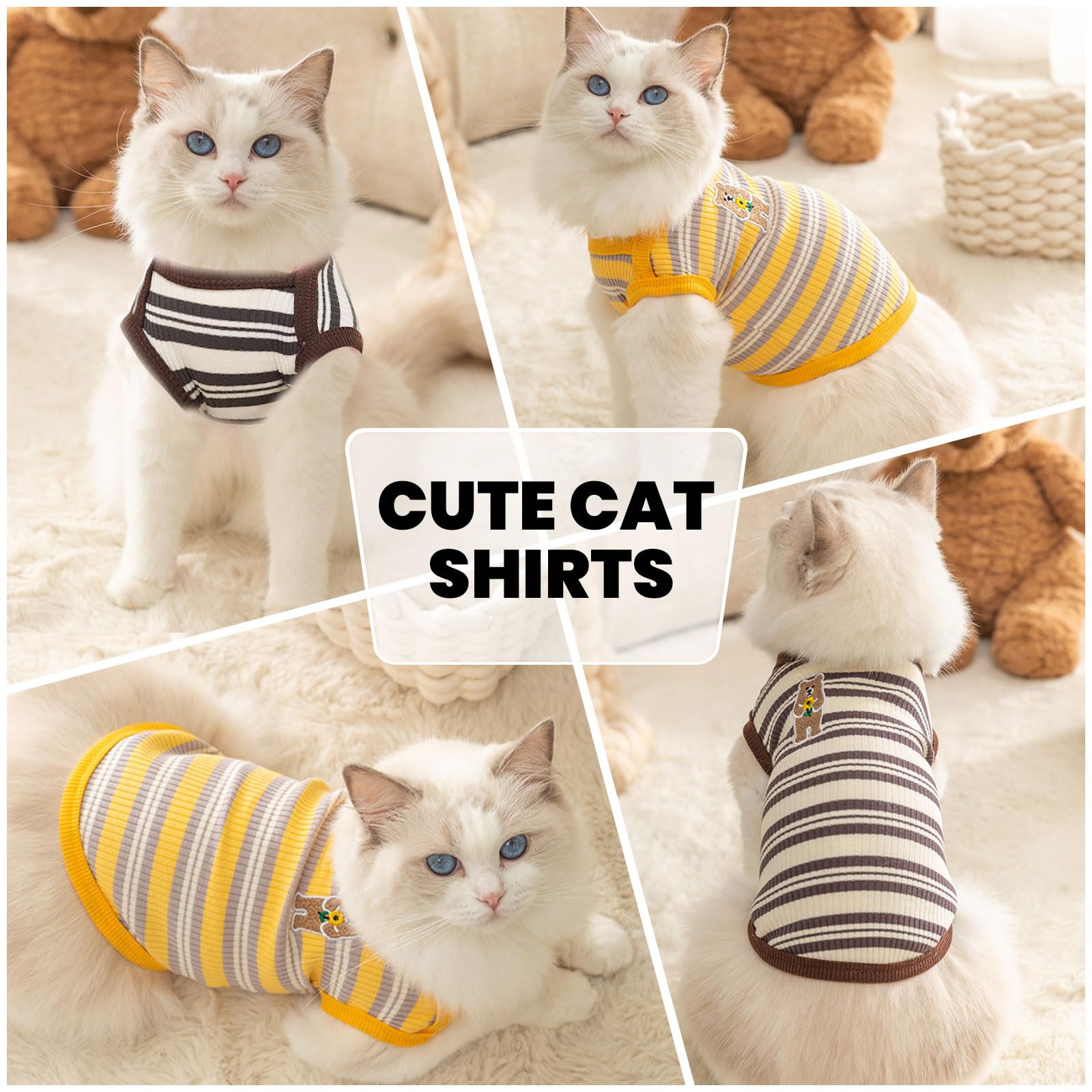 Abrrlo 2 Pack Striped Small Dog Shirt Summer Dog Clothes For Boys Girls Cat Tees Outfits Sleeveless Stretchy Puppy Tshirts Light