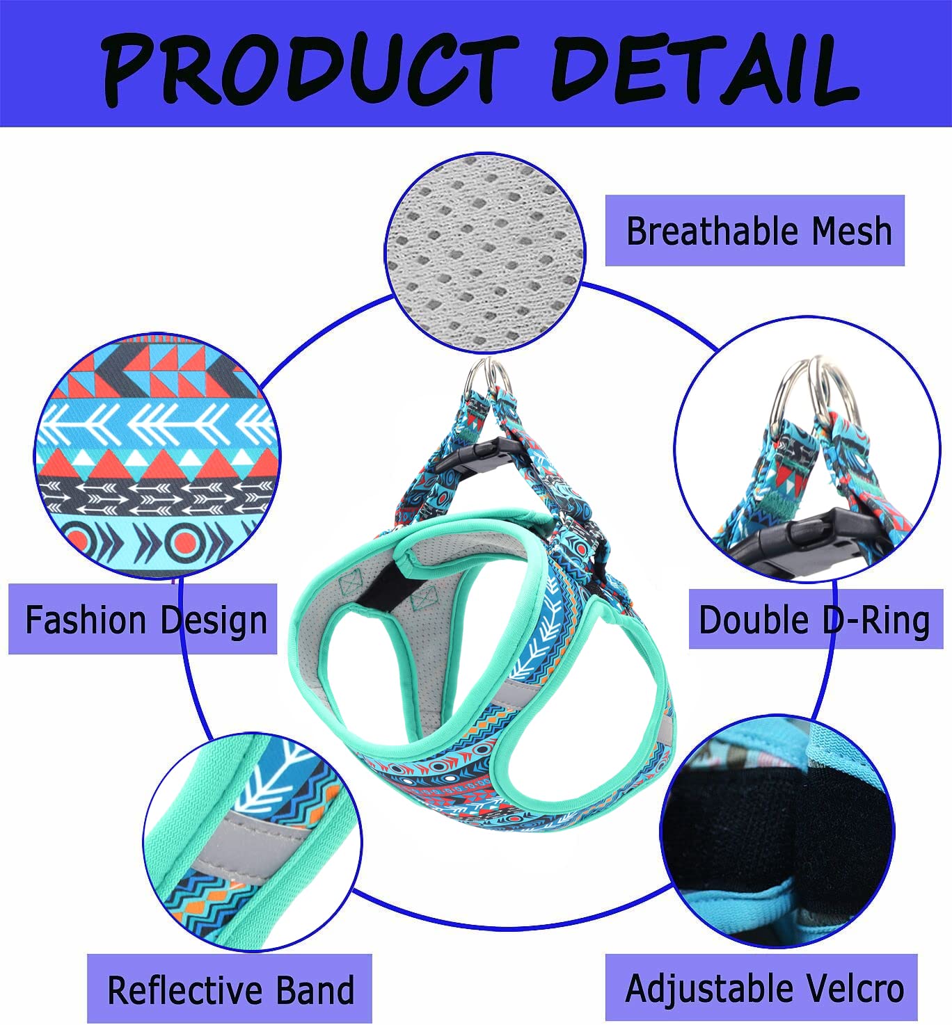 Moonpet Step In Air Dog Harness Leash Set- All Weather Reflective No-Pull Padded Mesh Vest Harness For Cats Puppy Extra-Small Sm