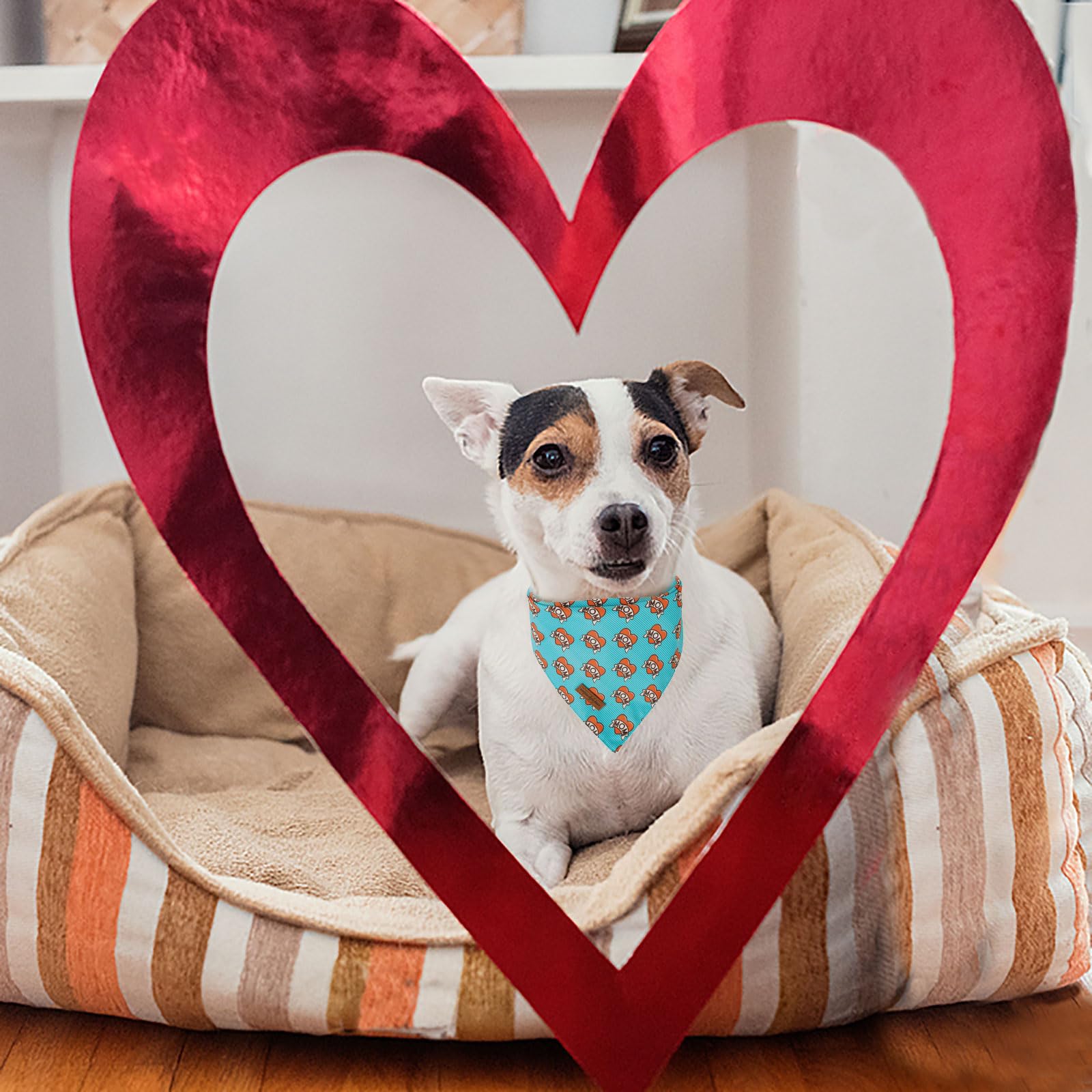 Unique Style Paws Dog Valentine'S Day Bandanas 2Pcs Washable Cotton Triangle Love Heart Dog Scarfs For Small Medium Large Dogs A