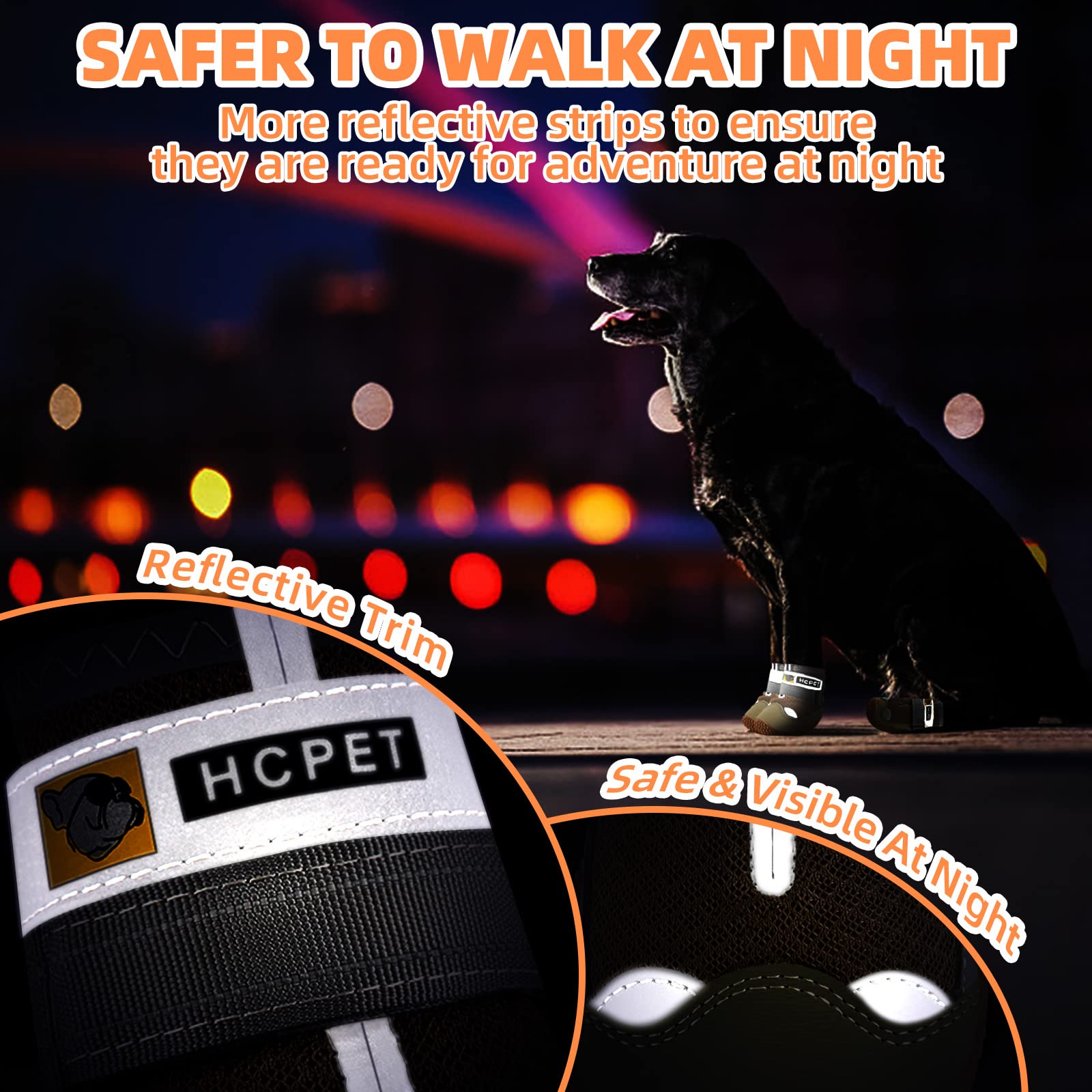 Hcpet Dog Boots Breathable Dog Shoes For Medium Large Dogs, Anti-Slip Dog Booties Paw Protector For For Hot Pavement Winter Snow Hiking With Reflective Straps 4Pcs