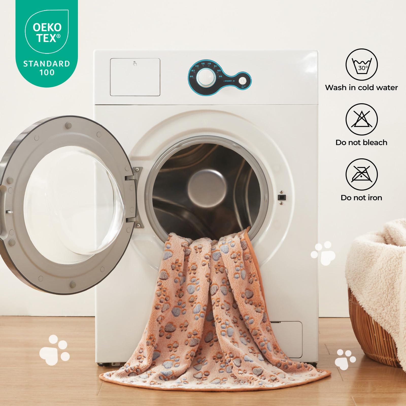 1 Pack 3 Blankets Super Soft Fluffy Premium Fleece Pet Blanket Flannel Throw For Dog Puppy Cat Paw Brown/Pink/White Small(23X16