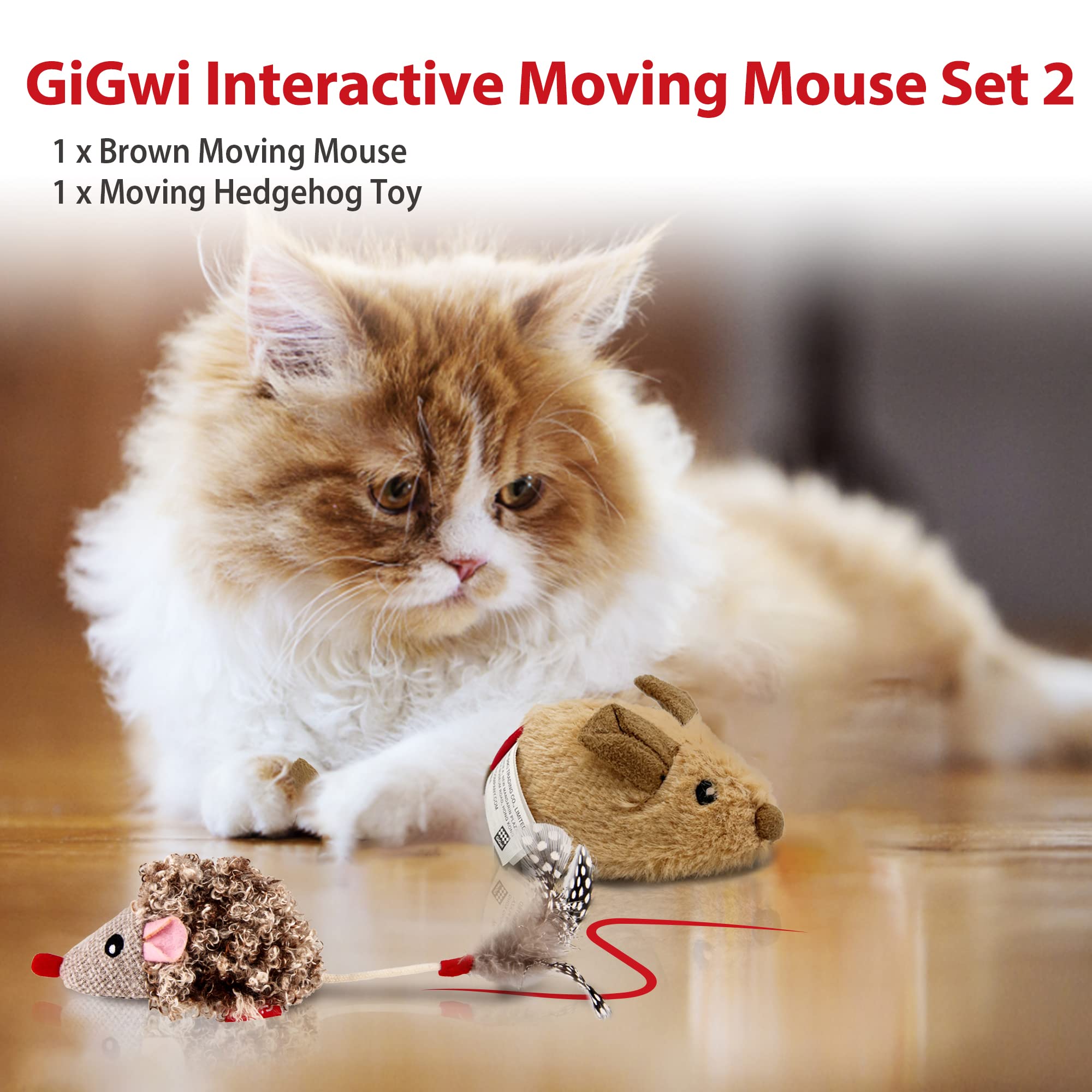 Gigwi Interactive Cat Toys Pack, Automatic Moving Mouse Electronic Cat Toys For Indoor Cats, Mouse Hunt Cat Toy For Kitten, 2 Pa