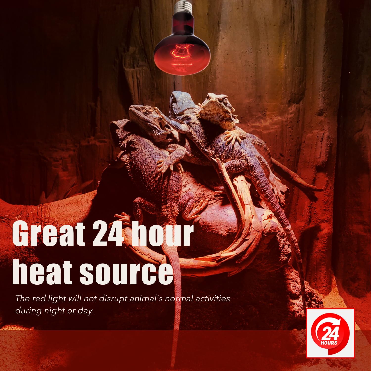 ReptiKing Red Basking Bulb for Reptiles, 2 Pack 100W Upgraded Infrared Basking Spot, Reptile Night Heating Bulb Light, Red Heat