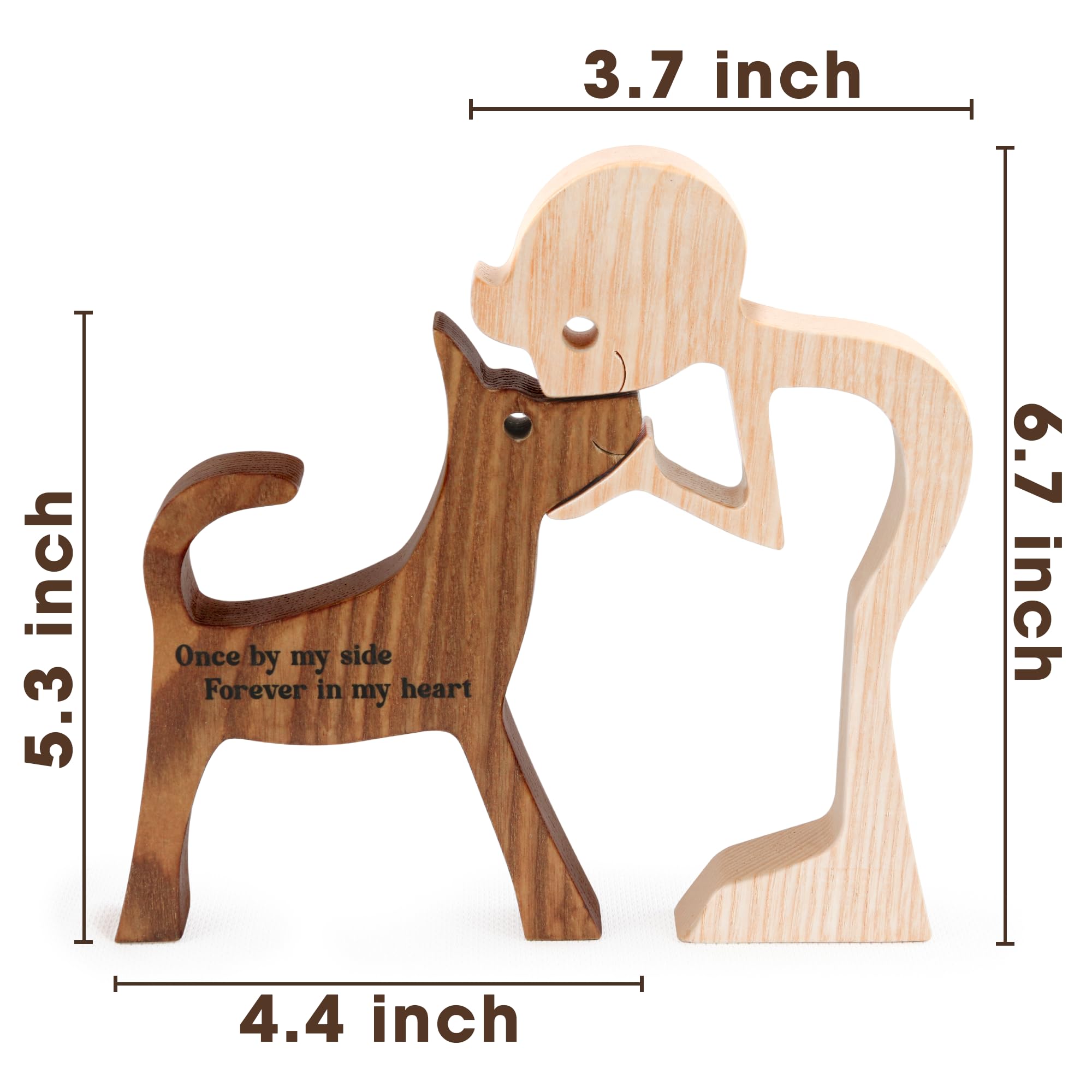 Sensuniq Dog Memorial Gifts, Cat Memorial Gifts, Wooden Carving Men And Dog Figura, Once By My Side Forever In My Heart - Sympat