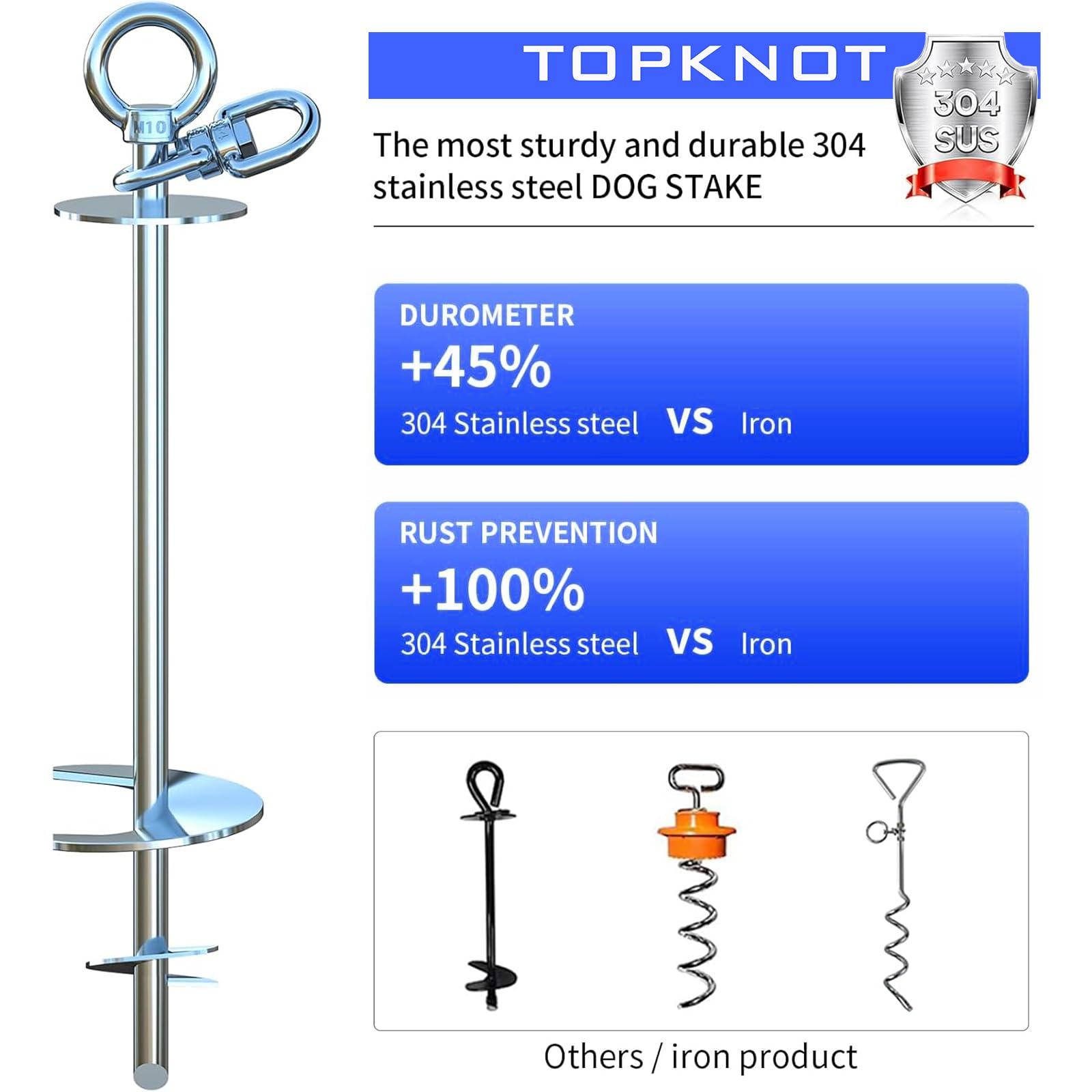 Topknot Dog Tie Out Cable And Stake,20Ft Heavy Duty Cable,360Swivel Dog Run- No Tangle,Runner For Yard - Up To 200Lbs,Chain For