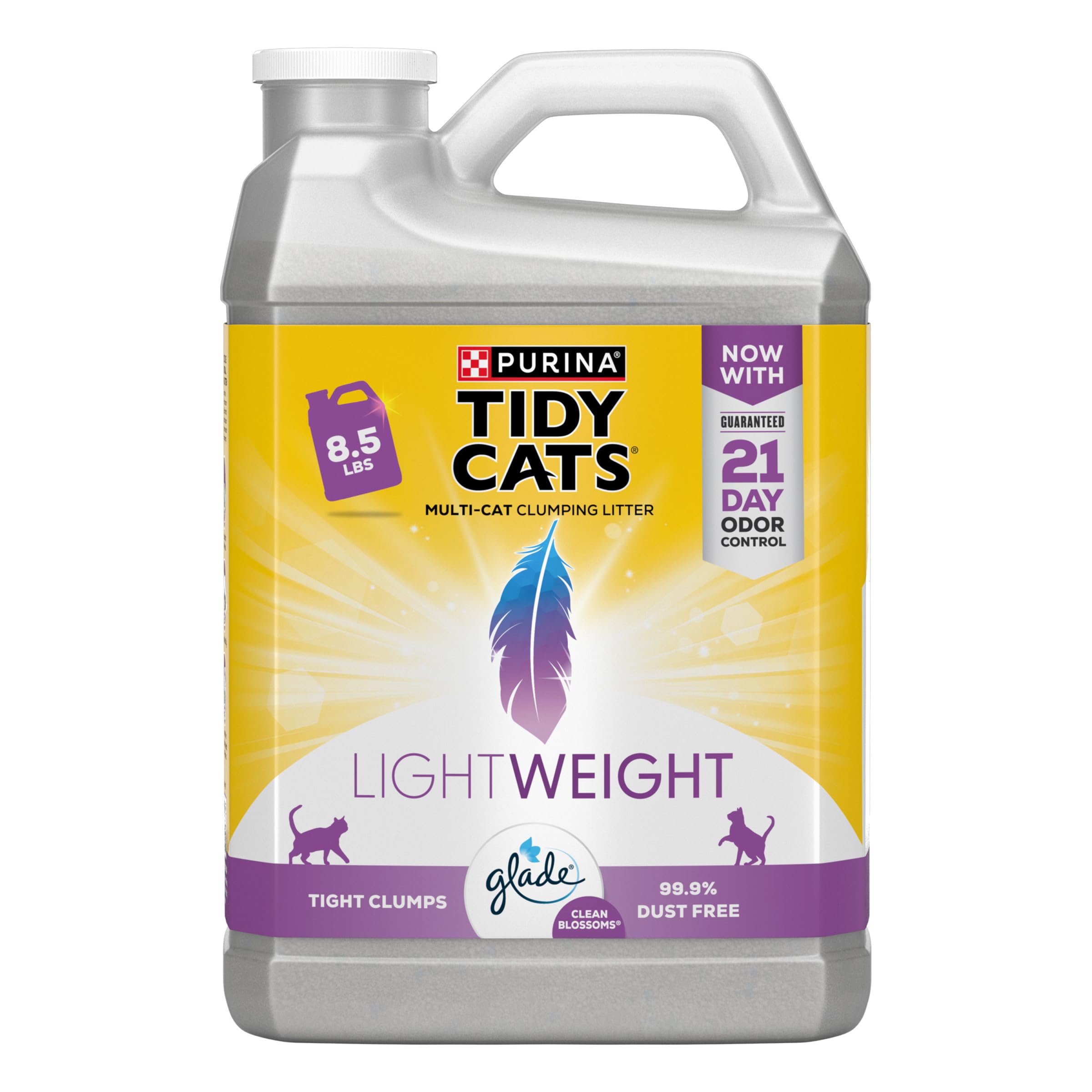 Purina Tidy Cats Lightweight, Low Dust, Clumping Cat Litter Odor Control, Lightweight Glade Clean Blossoms Multi Cat Litter - 8.
