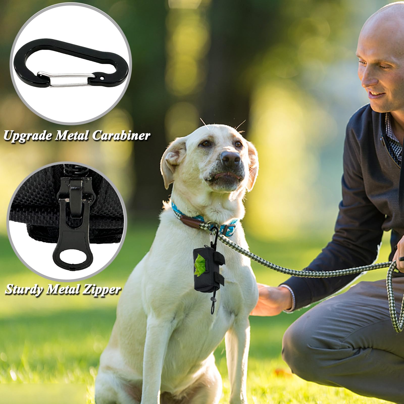 Dog Poop Bag Holder (2 Pack) Poop Bag Holder For Leash Attachment, Doggie Pet Waste Bag Dispenser, Puppy Potty Carrier Small Dog