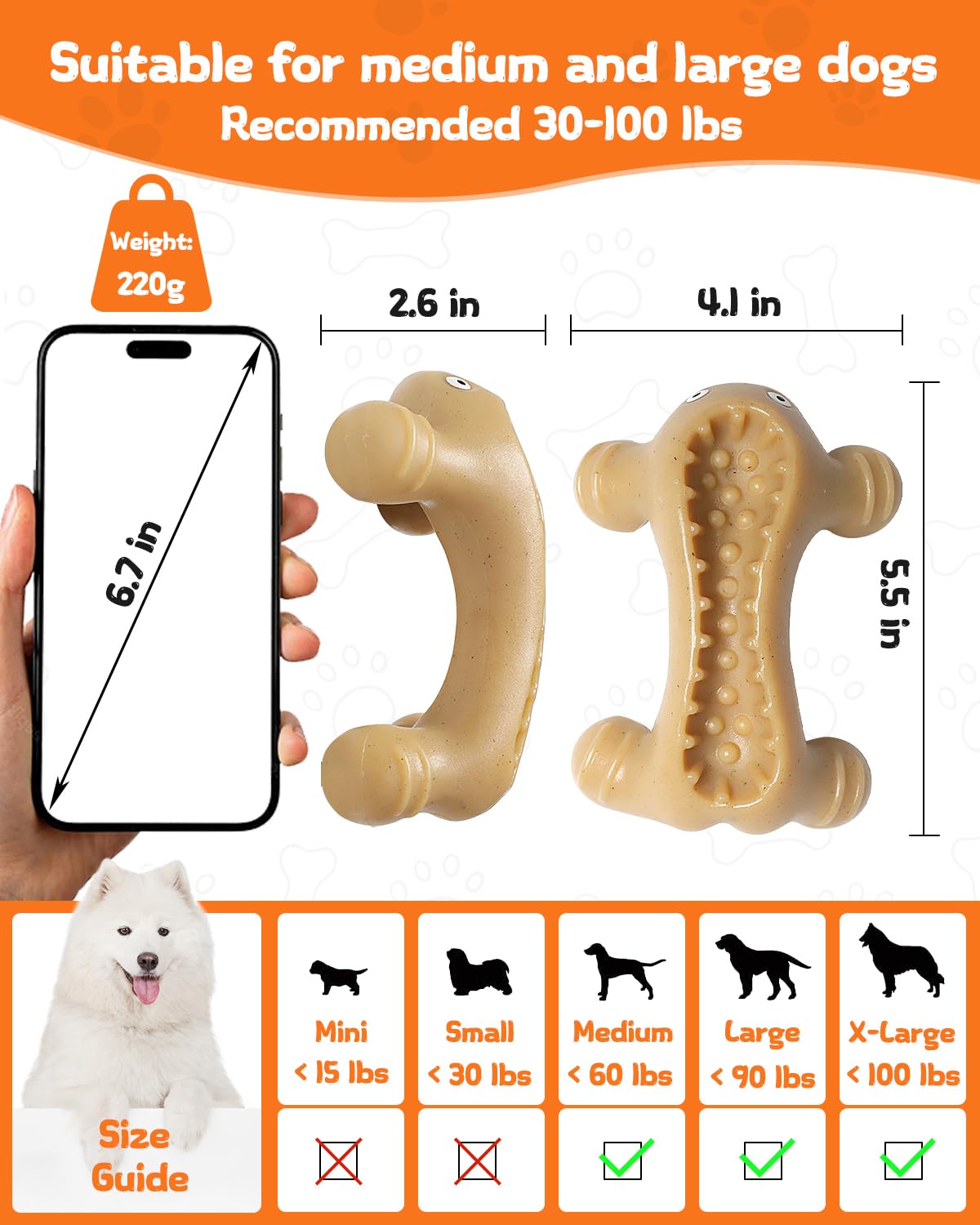 Krauzpet Dog Toys For Aggressive Chewers Large Medium Breed, Interactive Treat Dispenser Chew Toy To Keep Dogs Busy, Indestructi