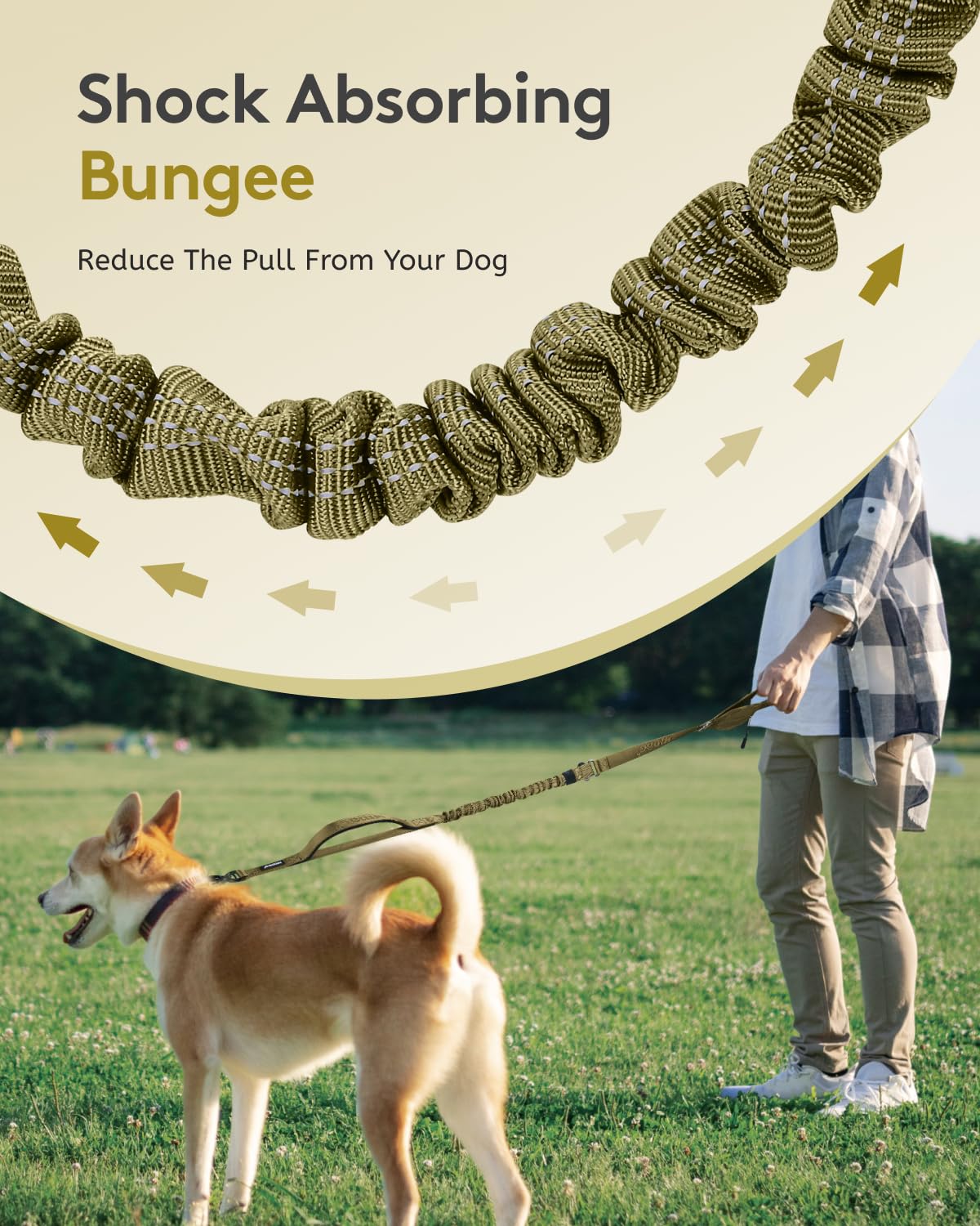 MIDOG Dog Leash with Zipper Pouch,Multifunctional Bungee Leash for Medium to Large Sized Dog Walking