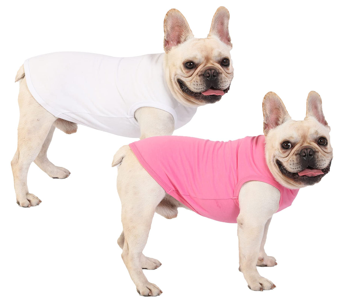 Sychien Dog Pink White Shirts,Soft Blank Cotton Tee-Shirt For Boy Girl Dogs,Plain Large Bulldog Clothes,L Pink White