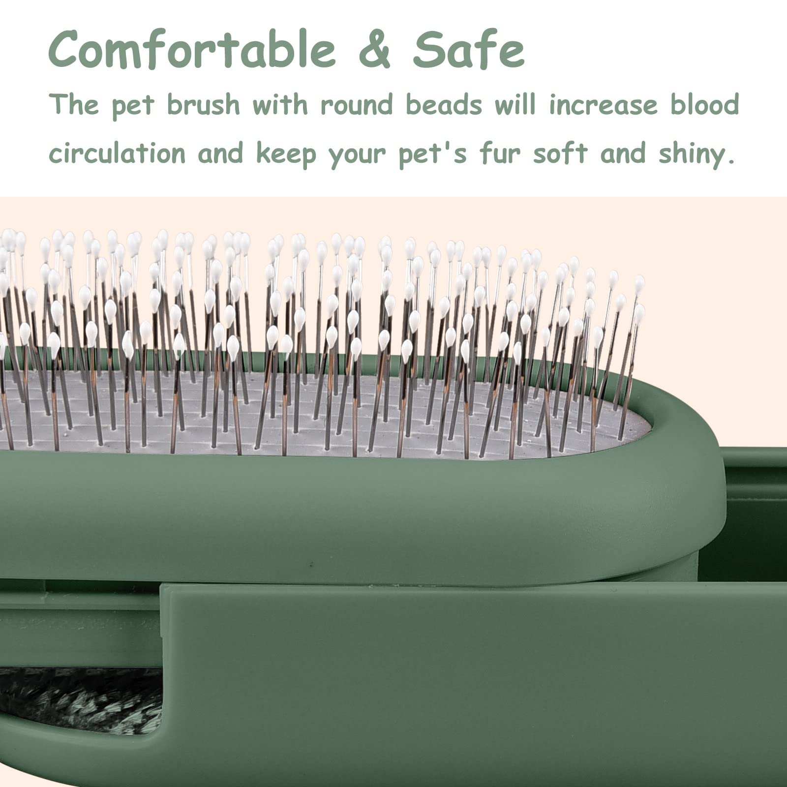 Aimondow Dog Hair Remover Brush, Cat Grooming Brush For Long And Short Hair Dogs Cats, Self Cleaning Shedding Brush For Massage, Removes Puppy Loose Undercoat Mats Tangled Hair (Green)