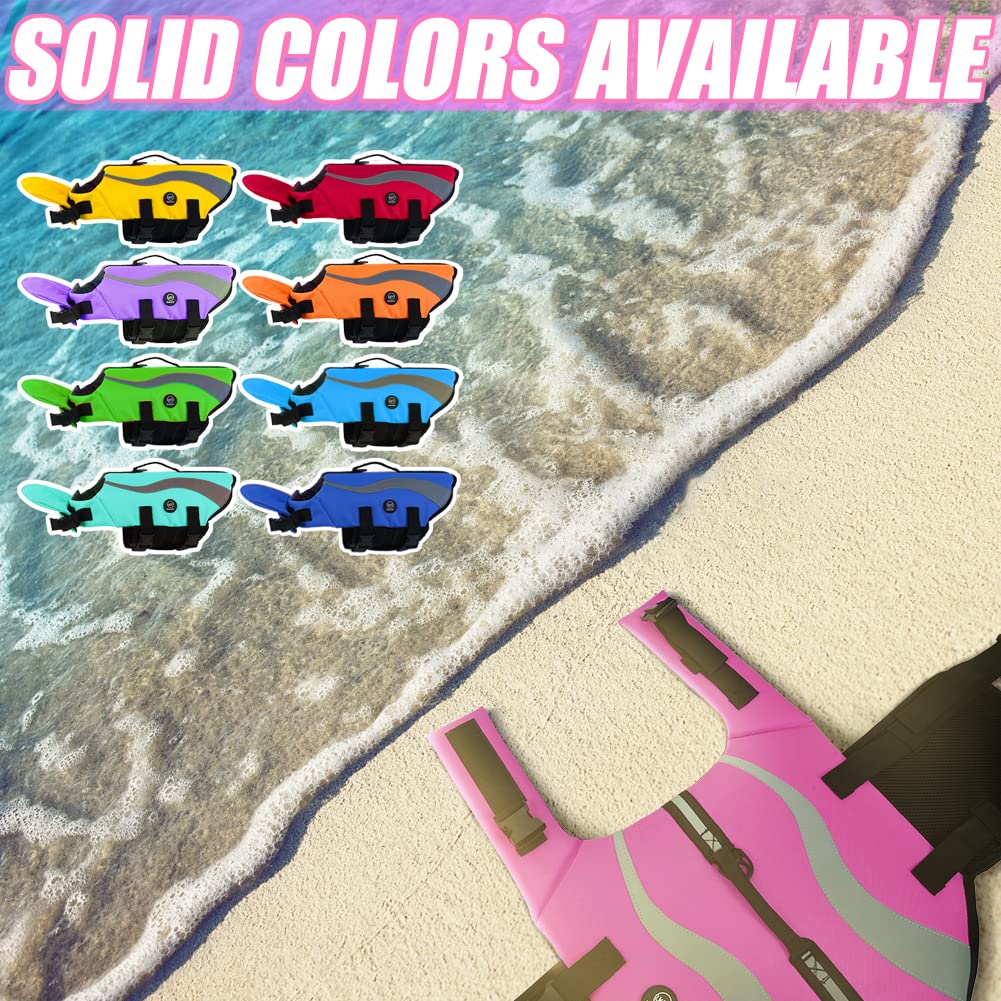 Emust Dog Life Vests, Adjustable Dog Life Jackets For Small Dogs With Enhanced Buoyancy, Small Dog Swim Vest With Durable Rescue Handle, Pink,Xs