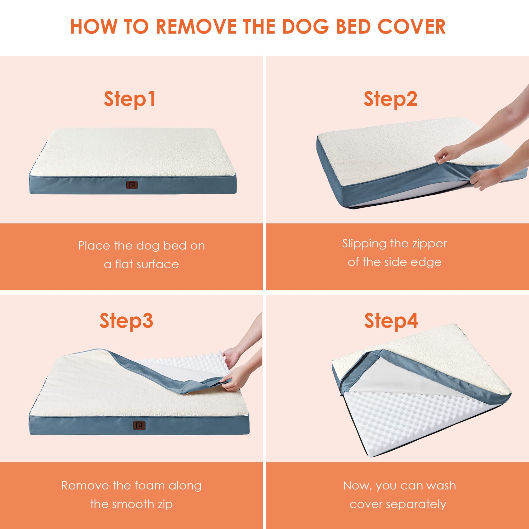 Eheyciga Washable Jumbo Dog Beds For Giant Dogs, Xxl Dog Bed With Removable Cover For Crate, Orthopedic Foam Dog Beds For Jumbo Dogs, Spa Blue