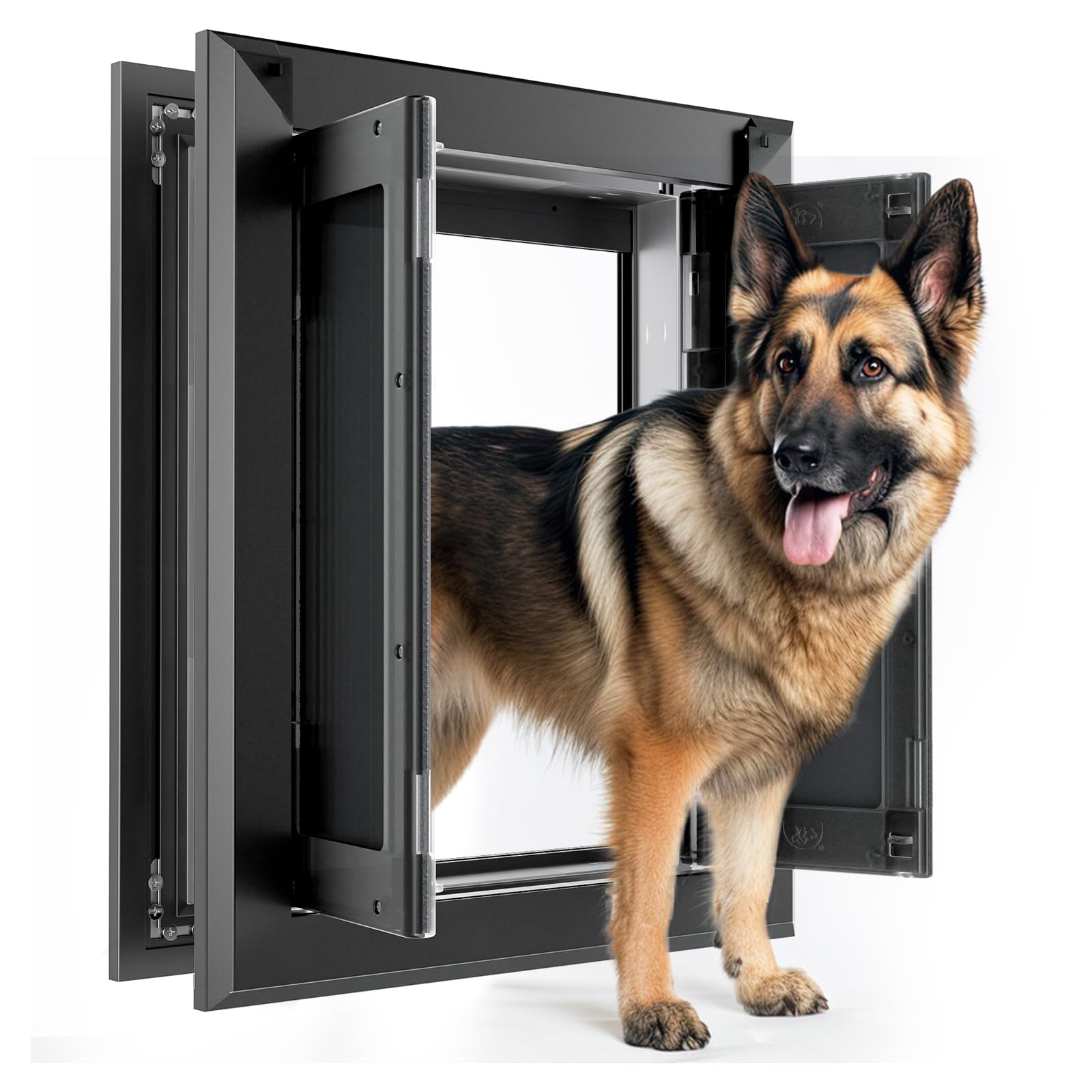 Pataplus Aluminum Large Dog Door For Exterior Door,Strong Double Magnetic Flaps,Heavy-Duty Doggie For L Arge And Medium Dog Up T