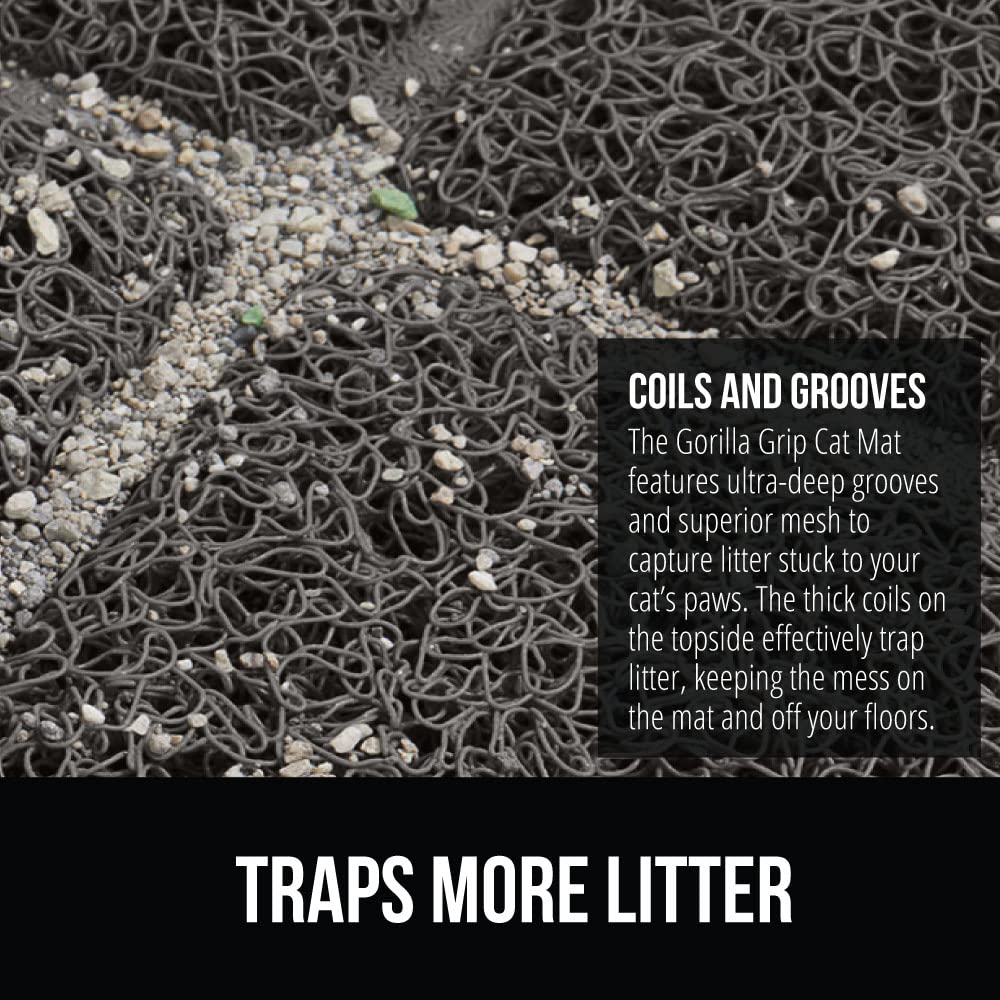 Gorilla Grip Thick Cat Litter Trapping Mat, 40X28, Less Waste, Traps Mess From Box For Cleaner Floors, Stays In Place For Cats,