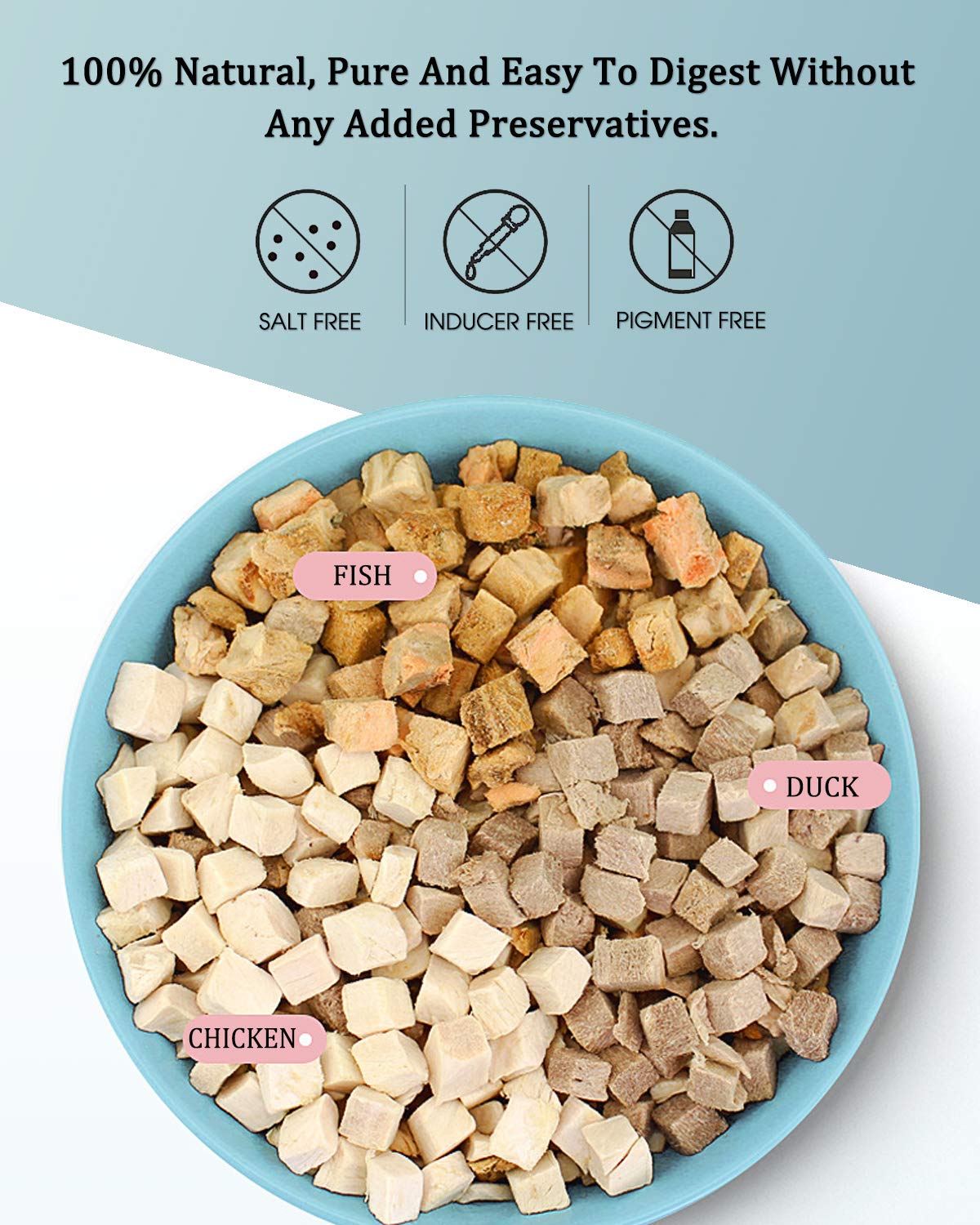 BNYEE 3 in 1 Meat Turtle Food - Chicken & Duck & Fish Meat Natural Freeze Dried Human-Grade Turtle Treats