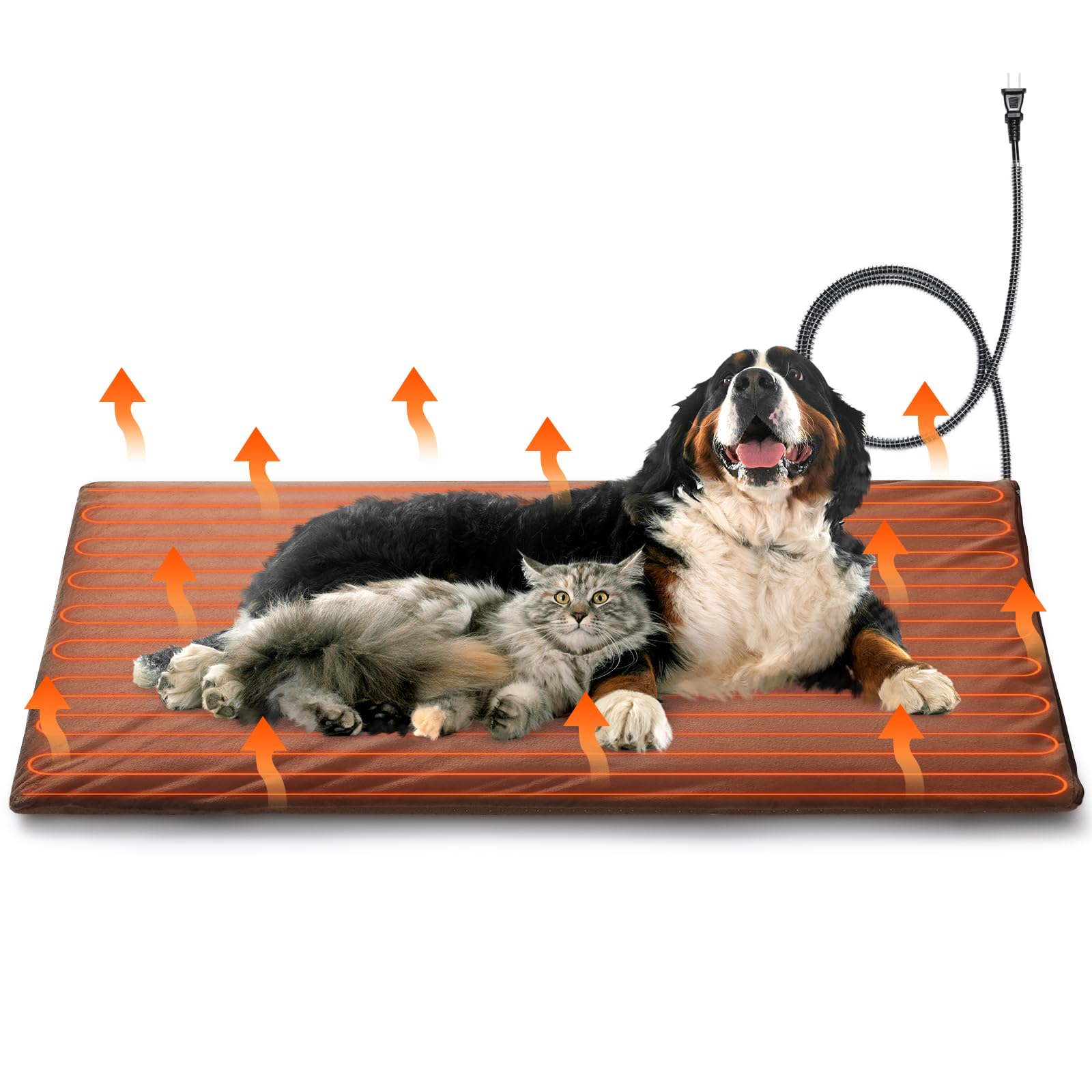 Turbro 48X28    Extra Large Pet Heating Pad, Electric Heated Dog Bed For Large Breeds, Air Valve Design, Anti-Bite Cord, Ultra-S