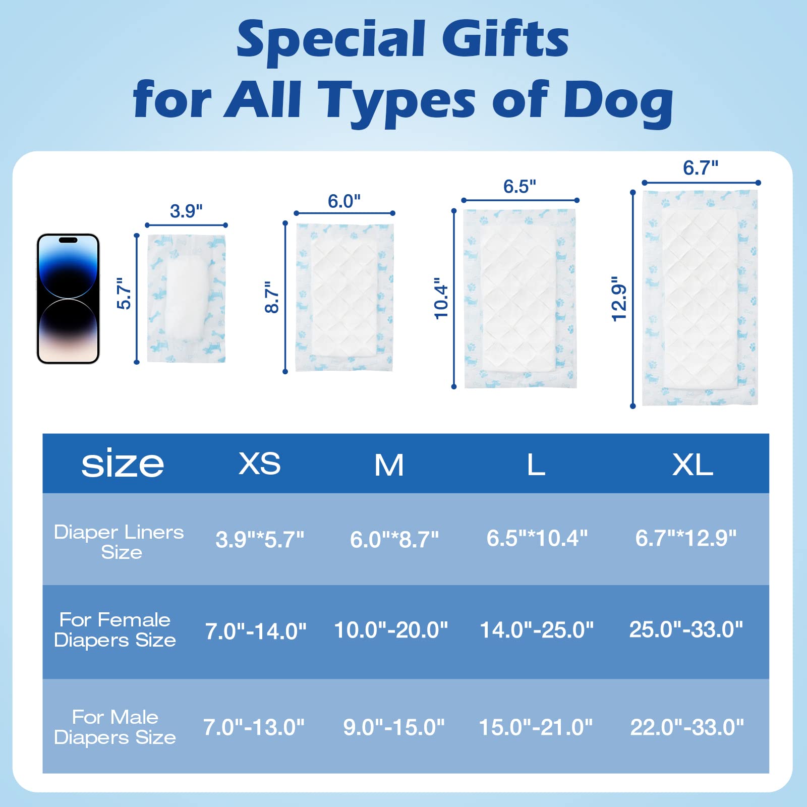 Ladadee Disposable Dog Diaper Liners Booster Pads for Male and Female Dogs, Doggie Diaper Inserts fit Most Types of Dog Diapers