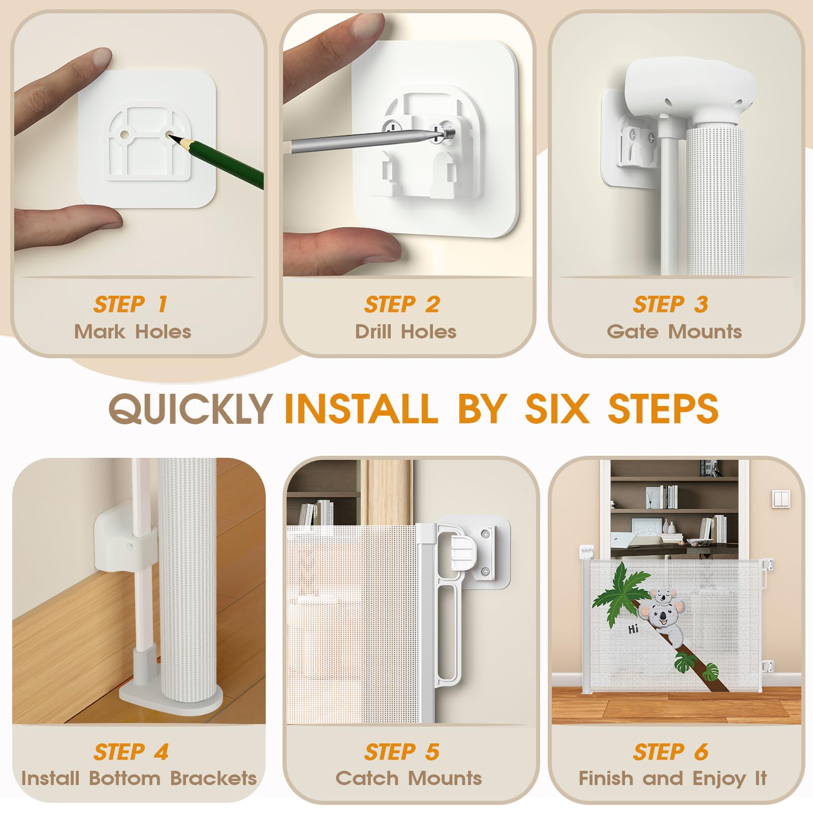 HOMEAL Retractable Baby Gate, Large Opening Retractable Mesh Gates for Baby and Pet, Extra Wide Indoor Outdoor Baby Gate for Sta