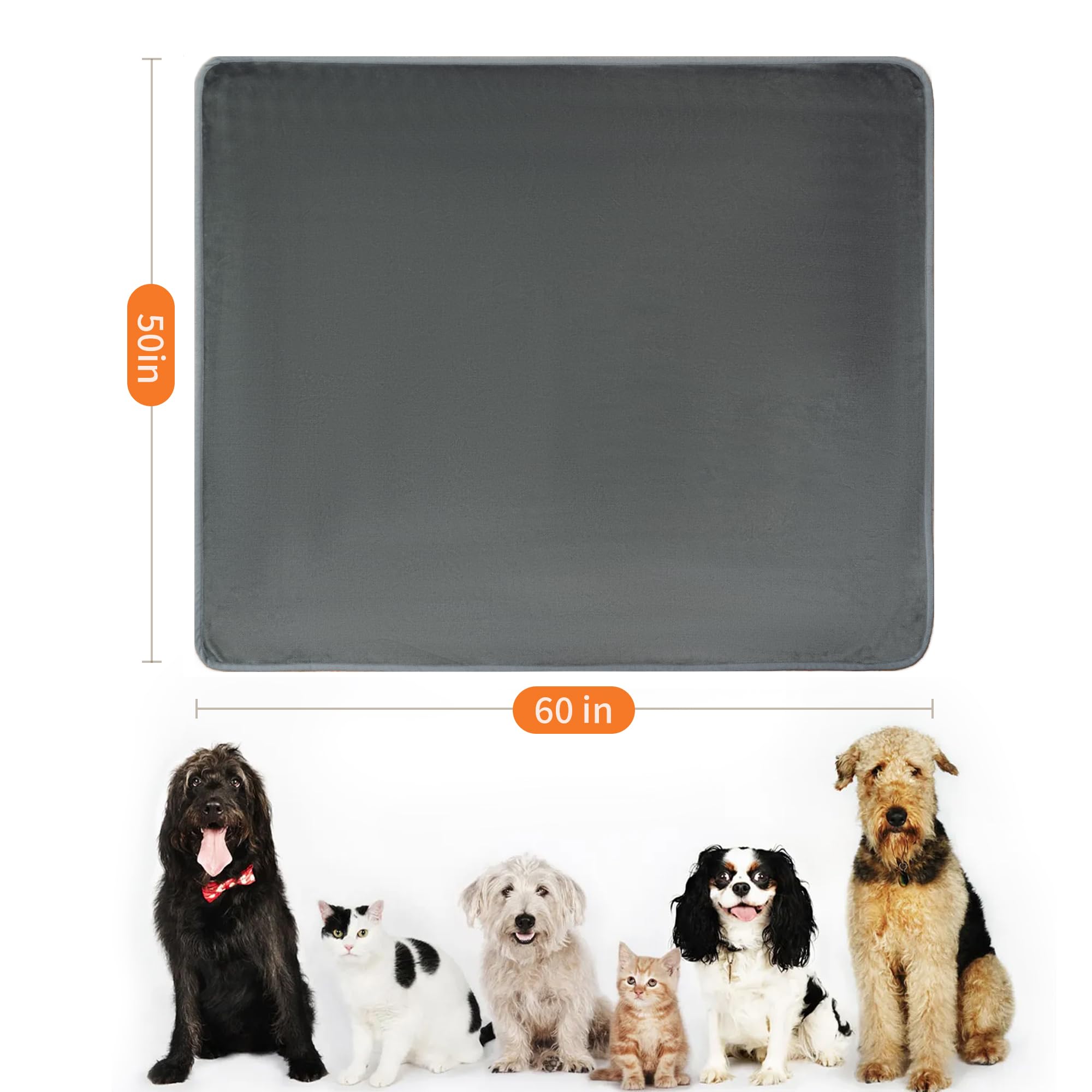 Capt.Snooze 50X60 Inch Dark Gray Pet Blanket For Medium/Large Dogs - Reversible Soft Fluffy Waterproof Flannel Dog Bed Blanket F