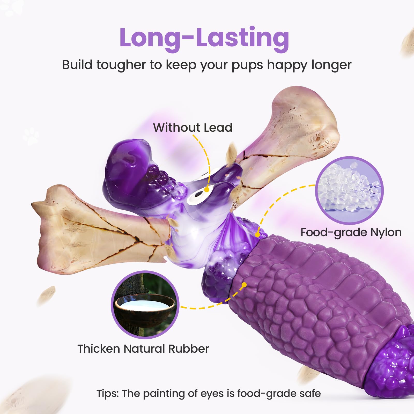 HGB Tough Dog Chew Toys for Aggressive Chewers, Squeaky Indestructible Dog Toy to Keep Them Busy & Reduce Boredom for Medium, La