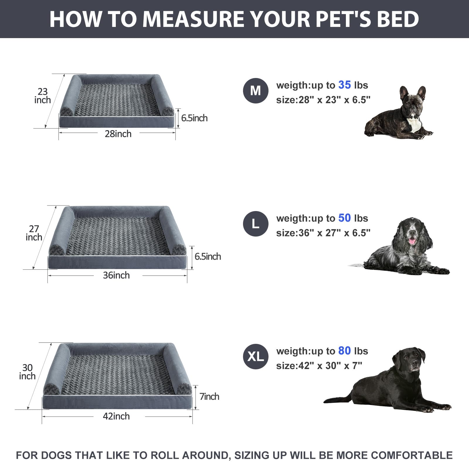 Bfpethome Washable Dog Beds For Extra Large Dogs, Orthopedic Dog Bed Extra Large, Big Dog Couch Bed With Removable Washable Cove