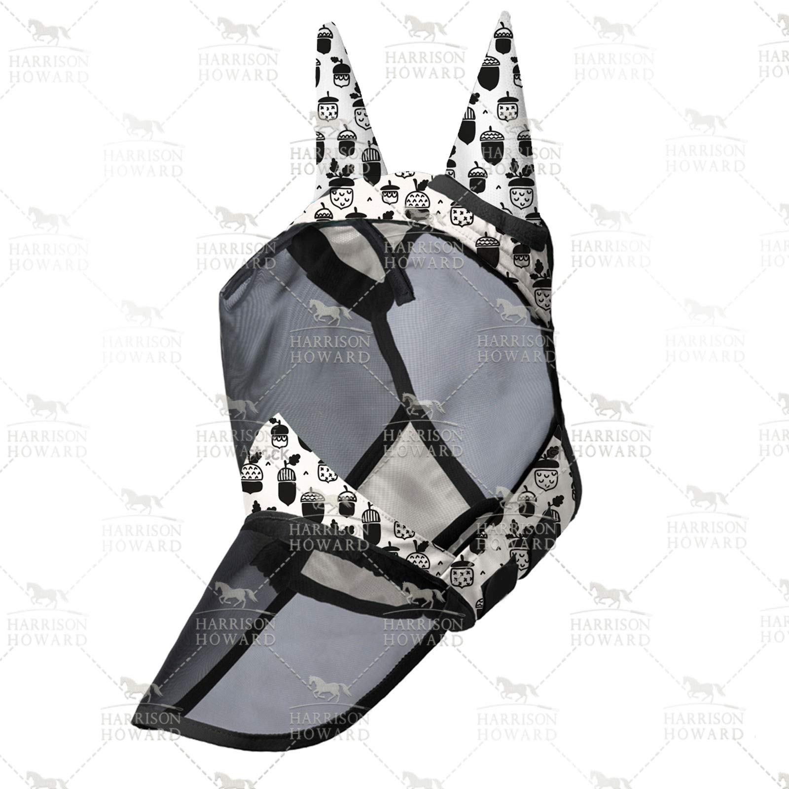 Harrison Howard LumiVista Horse Fly Mask Long Nose with Ears UV Protection for Horse Pine Cones M Cob