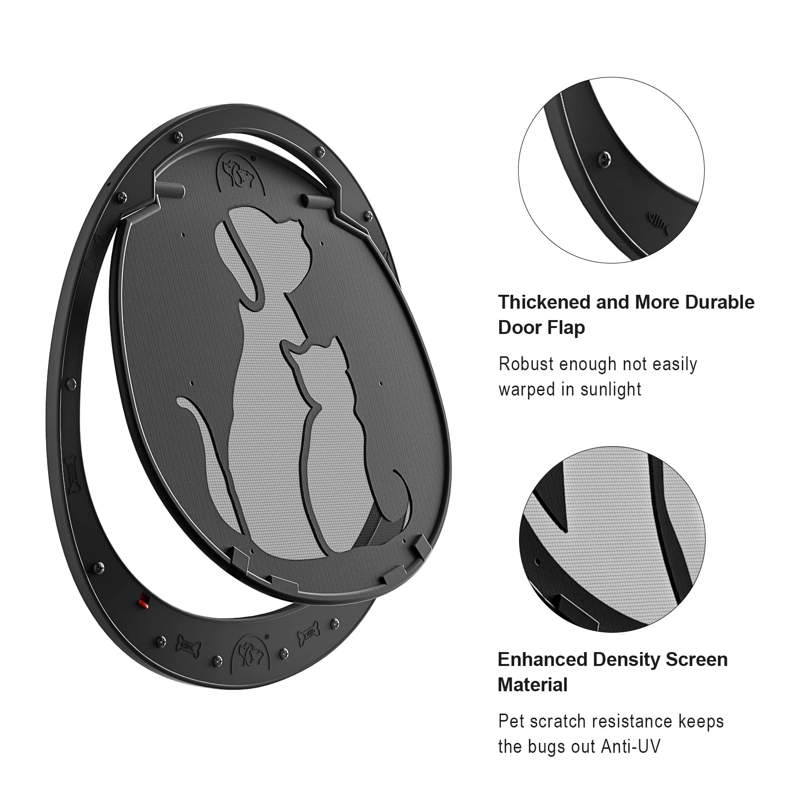 Hidrosil Dog Door For Screen Door, Patent Desigh Pet Screen Door With Lockable Magnetic Flap For Doggy Door And Cat Door, Black