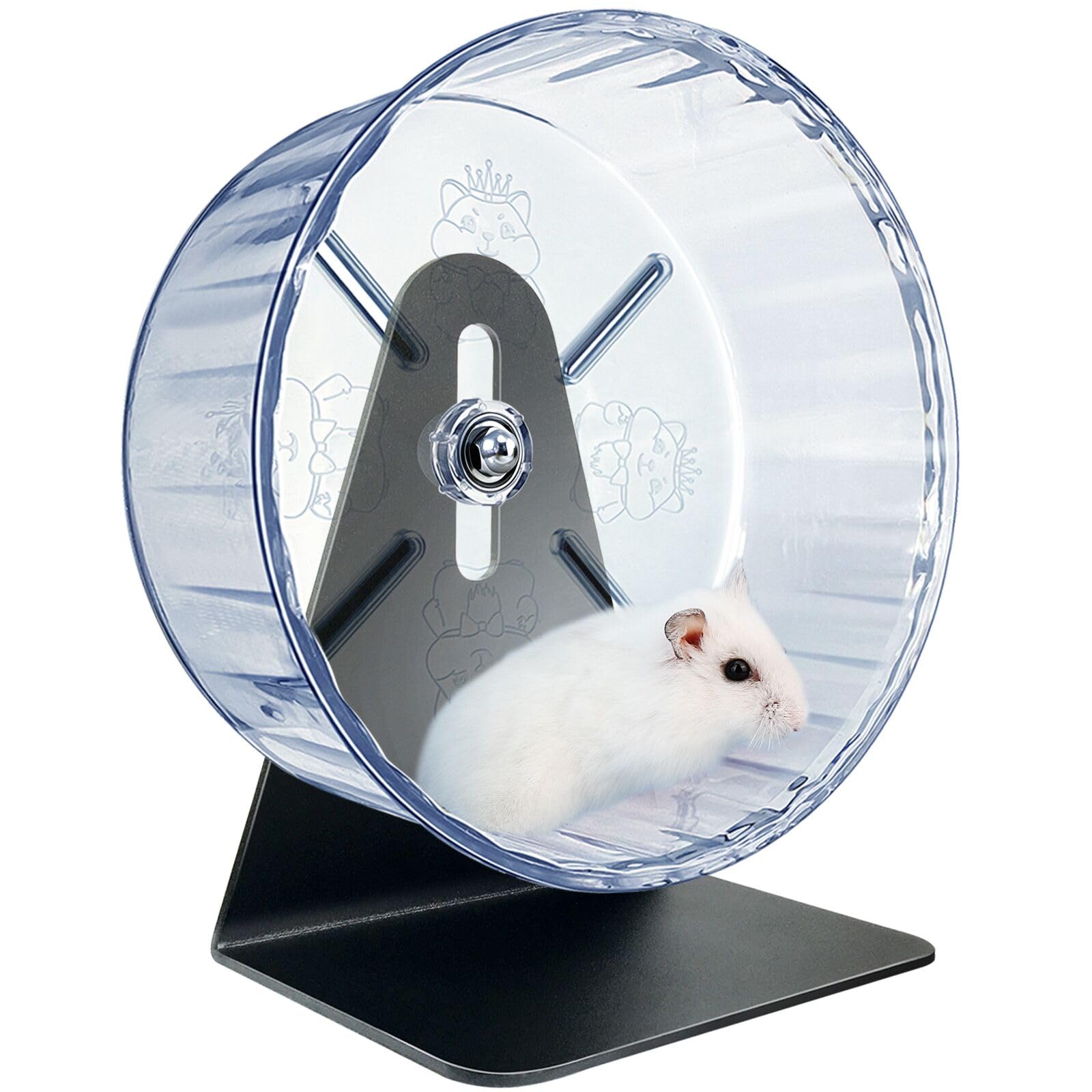 TieLishor Super Silent Hamster Exercise Wheel - Adjustable Stand, Quiet Rat Wheel ( 6 inch, Transparent)