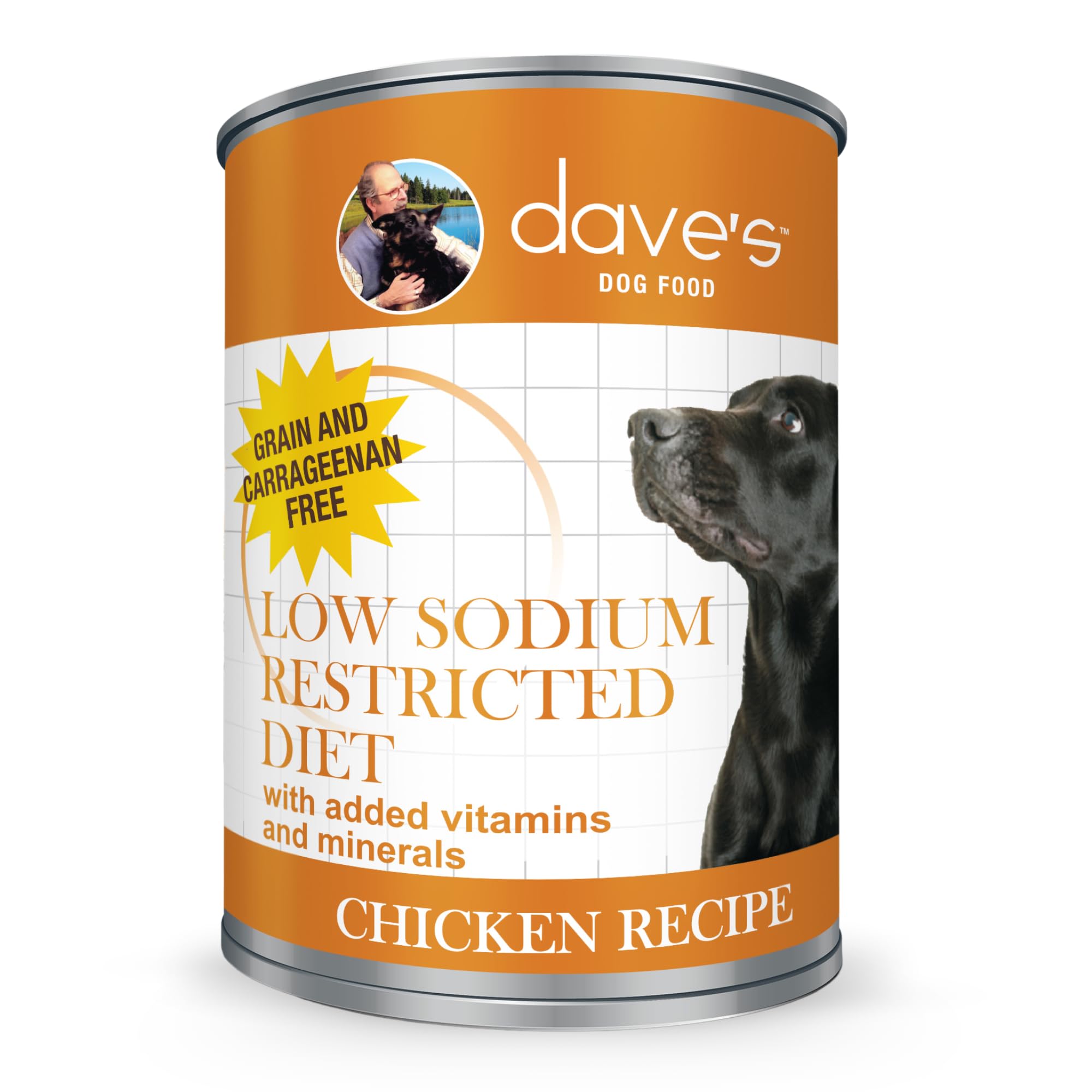 Daves Pet Food Restricted Sodium Diet for Dogs, Chicken Pate Recipe, 13.2 oz Canned Dog Food, Case of 12