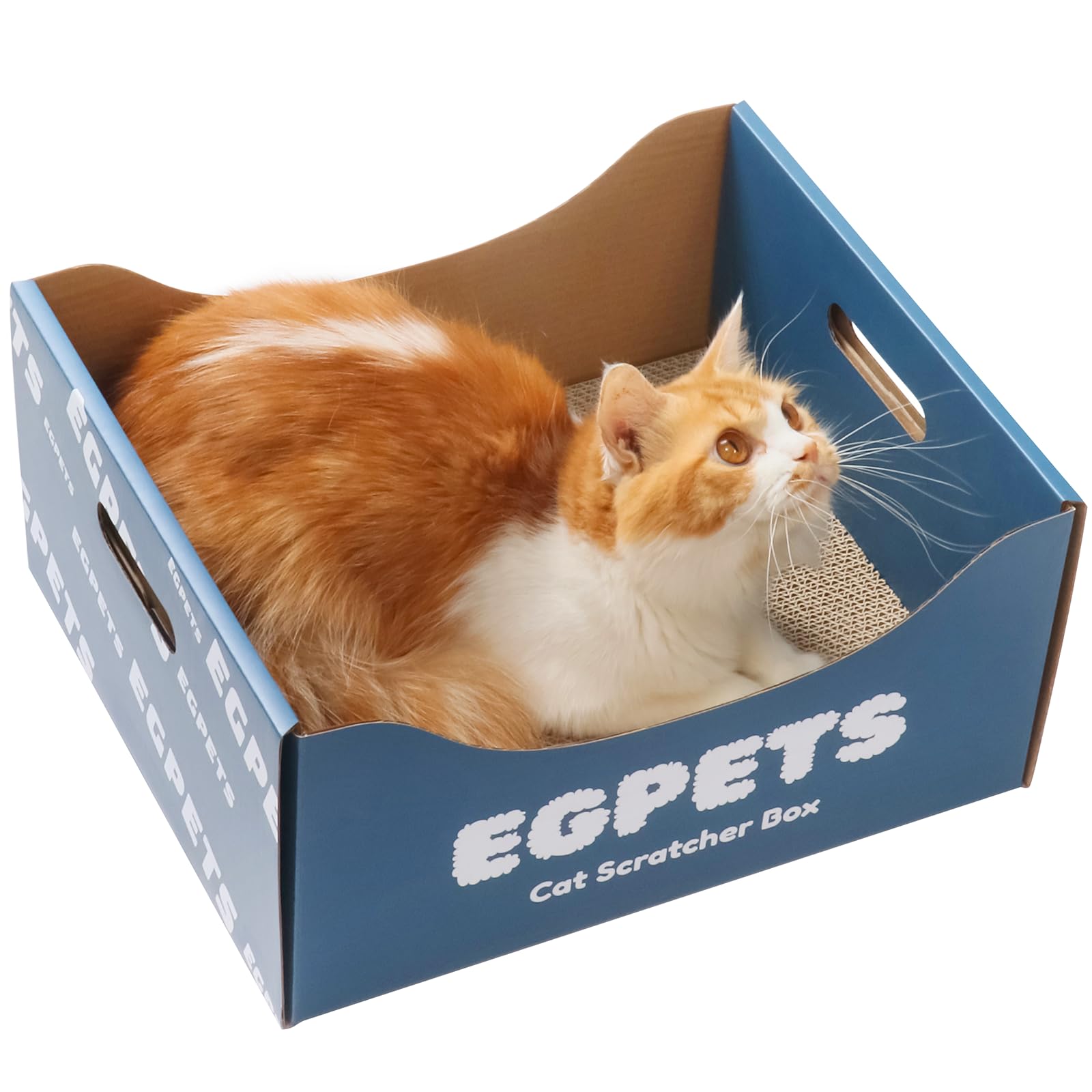 Cardboard Cat Scratcher Box with Extra-Large Double-Sided Sturdy Cat Scratching Board and Refillable Cat Scratch Pad, Hide, Scra