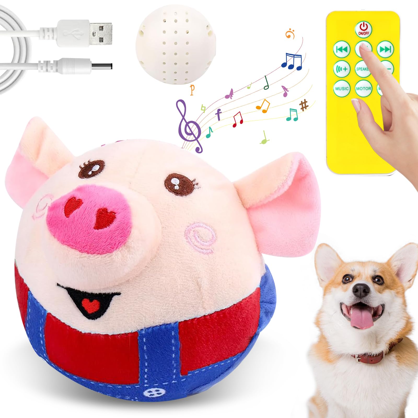 Interactive Dog Toys, Remote Control Toy, Rechargeable Automatic Dog Toy Ball, Moving Toys For Large Dogs, Talking Squeaky Music